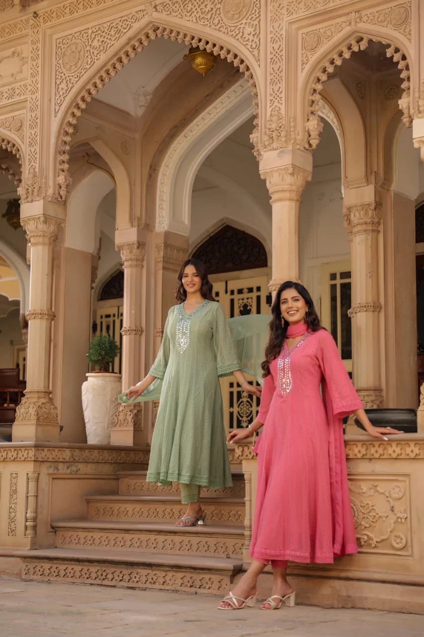Premium Cotton Lace Anarkali Pant set - Image 4