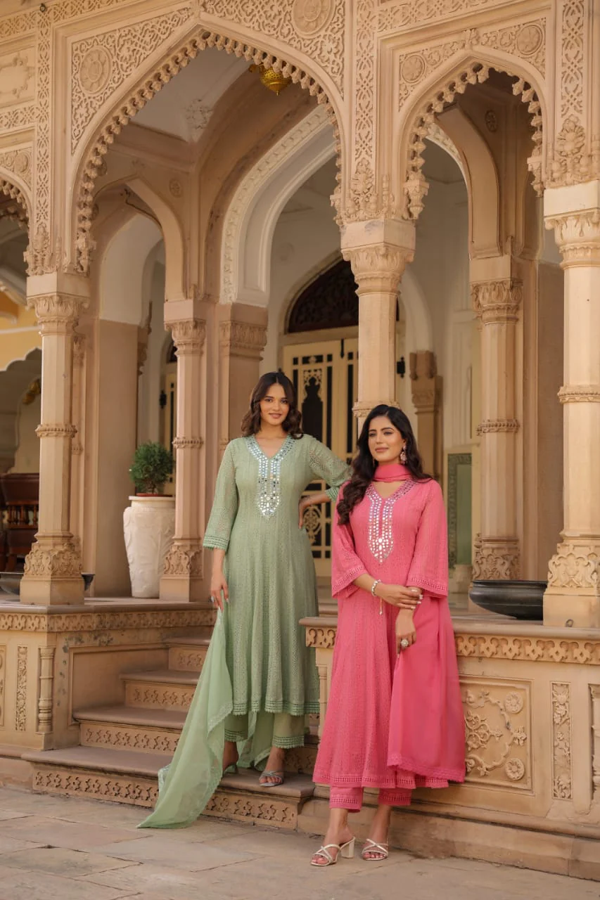 Premium Cotton Lace Anarkali Pant set - Image 5
