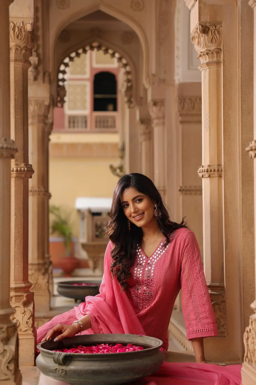Premium Cotton Lace Anarkali Pant set - Image 6