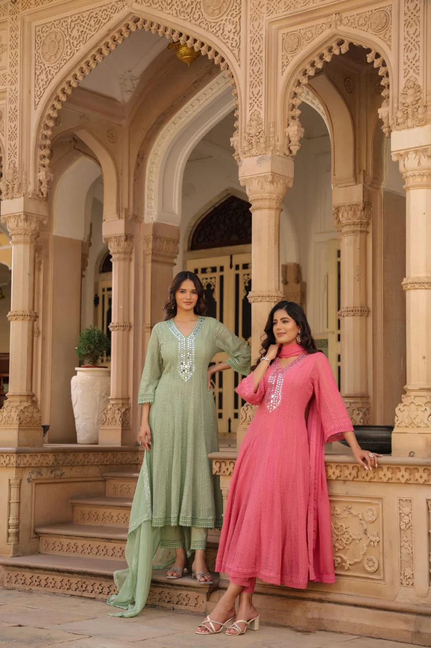 Premium Cotton Lace Anarkali Pant set - Image 7