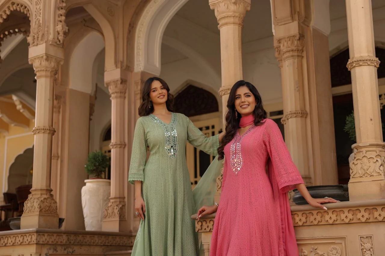 Premium Cotton Lace Anarkali Pant set - Image 8