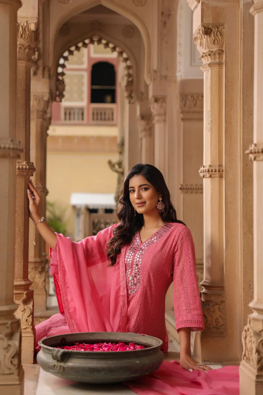 Premium Cotton Lace Anarkali Pant set - Image 9