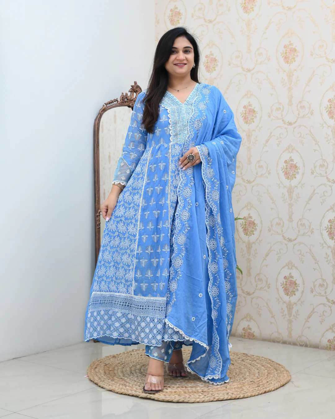 Premium Cotton Thread Embroidered Anarkali Suit - Image 10