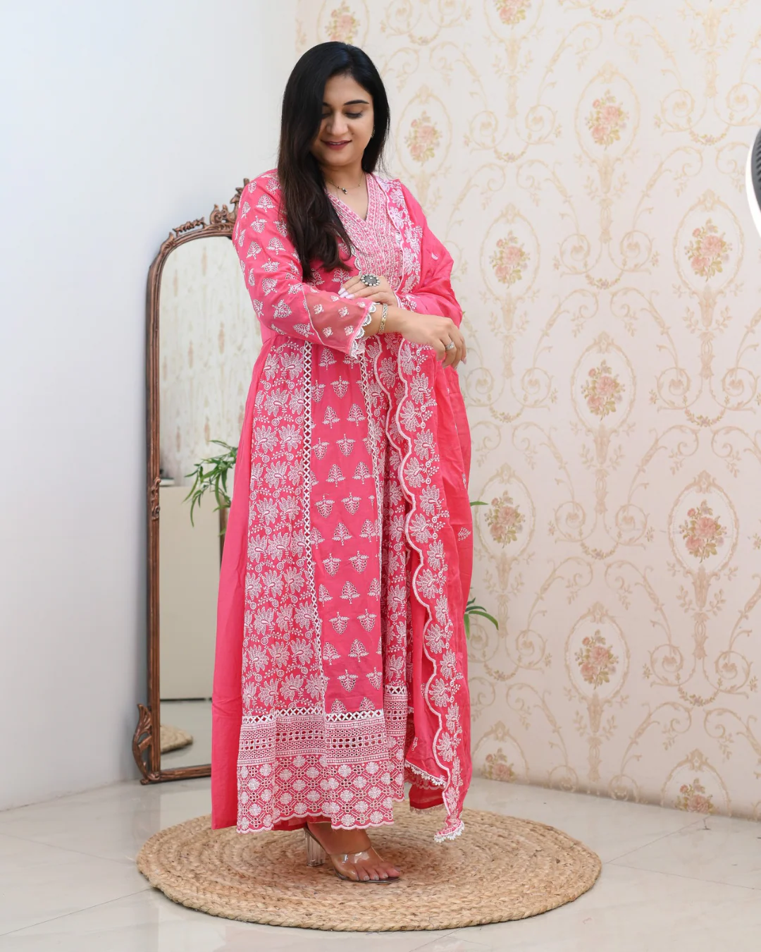 Premium Cotton Thread Embroidered Anarkali Suit - Image 14