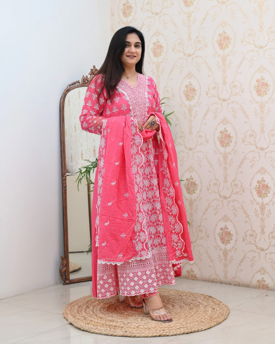 Premium Cotton Thread Embroidered Anarkali Suit - Image 3