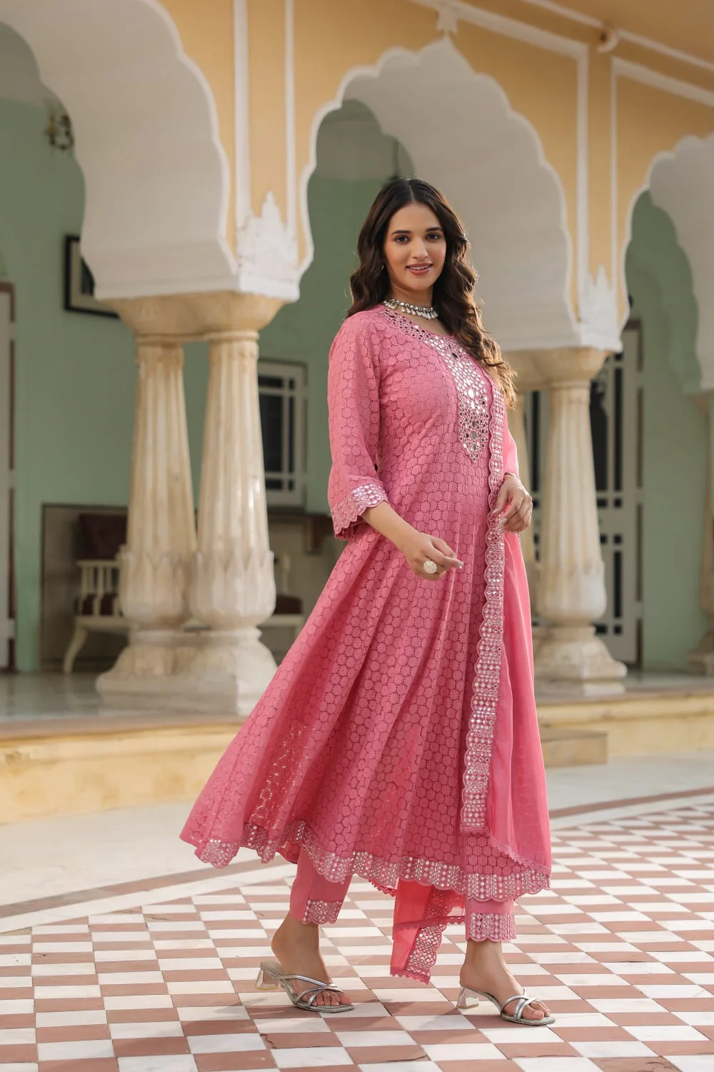 Premium Lace Cotton Anarkali Pant set - Image 10