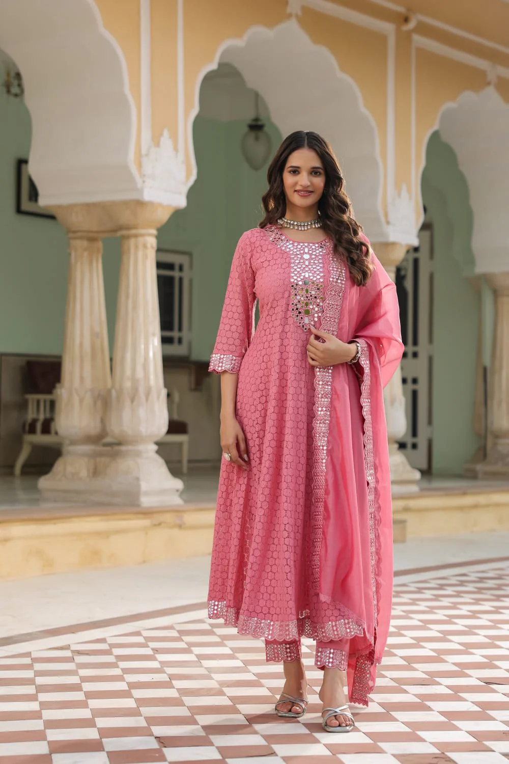 Premium Lace Cotton Anarkali Pant set - Image 4