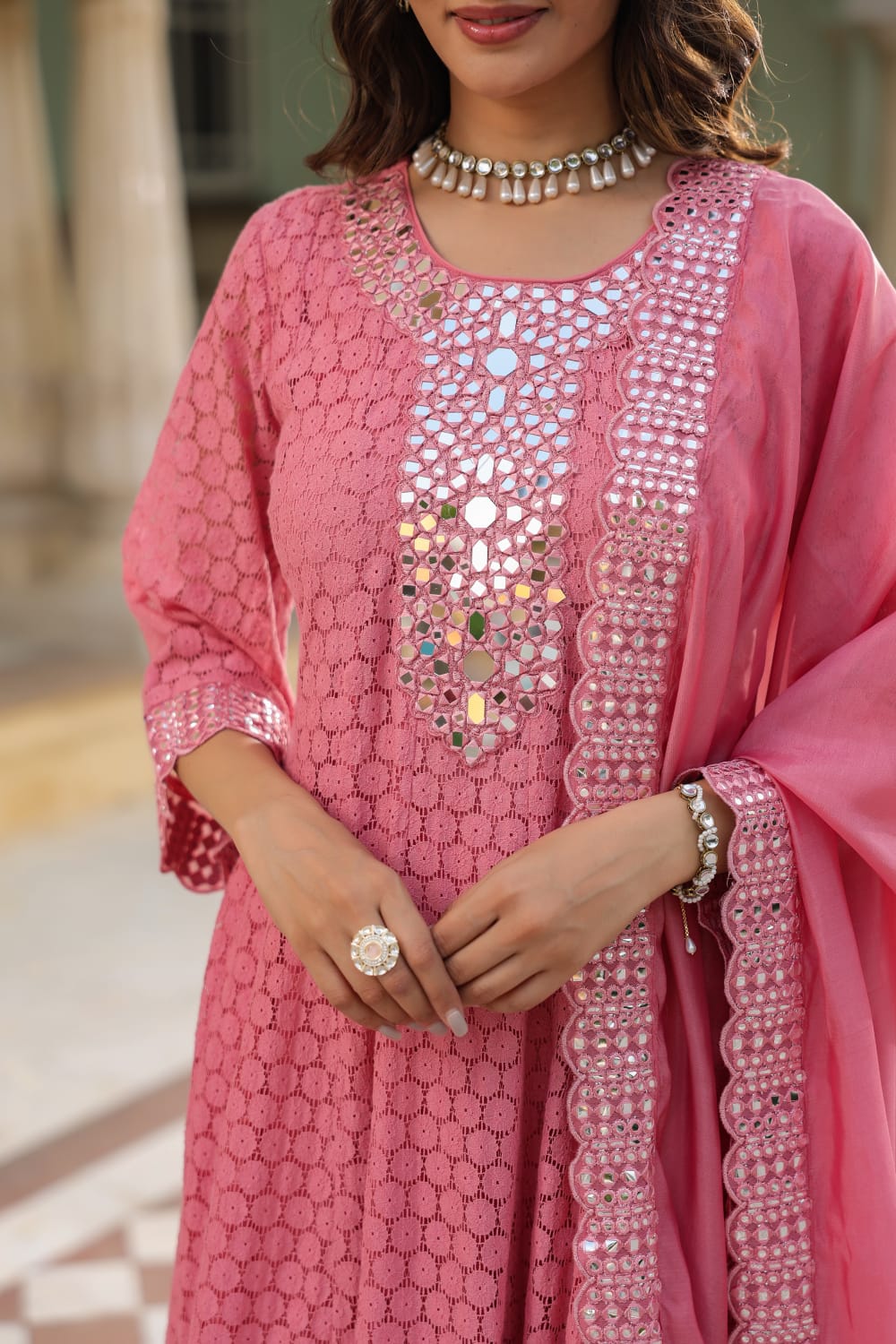 Premium Lace Cotton Anarkali Pant set - Image 5
