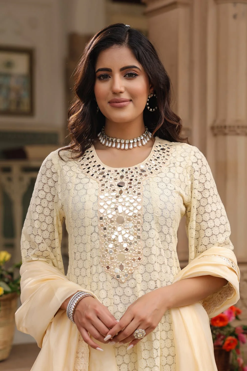 Premium Lace Cotton Anarkali Pant set - Image 6