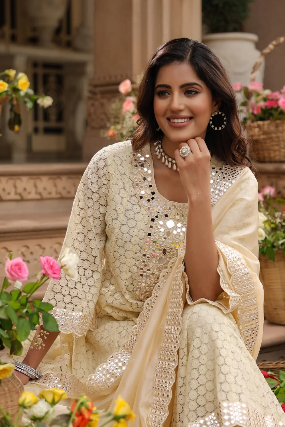 Premium Lace Cotton Anarkali Pant set - Image 7