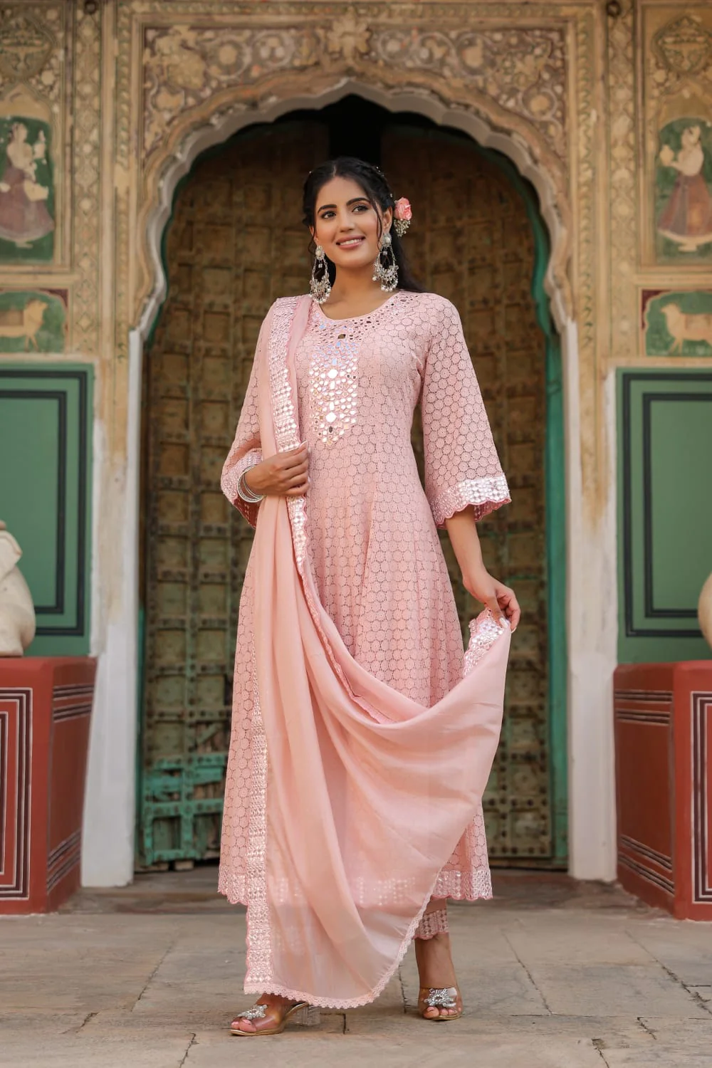 Premium Lace Cotton Anarkali Pant set - Image 8