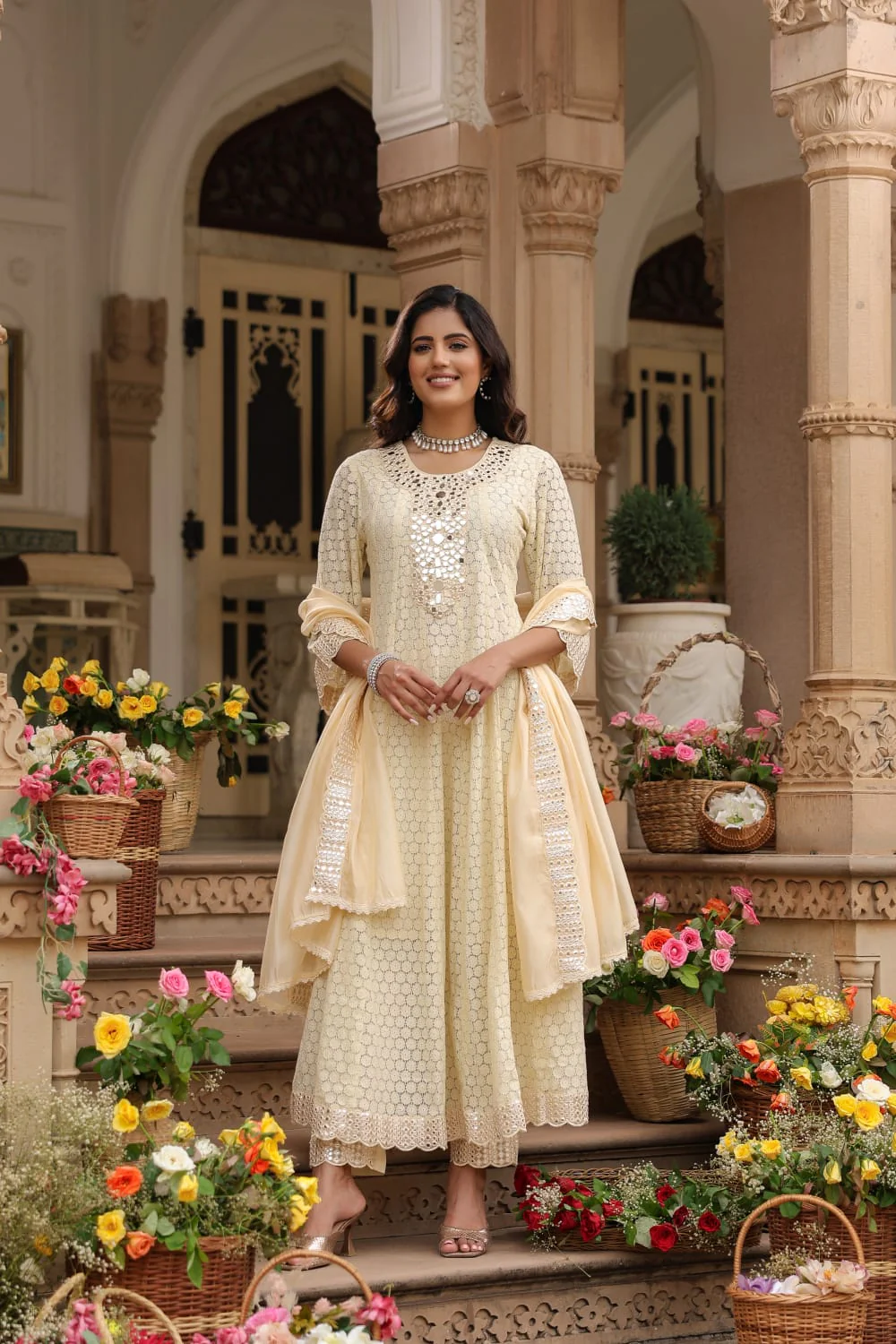 Premium Lace Cotton Anarkali Pant set - Image 9
