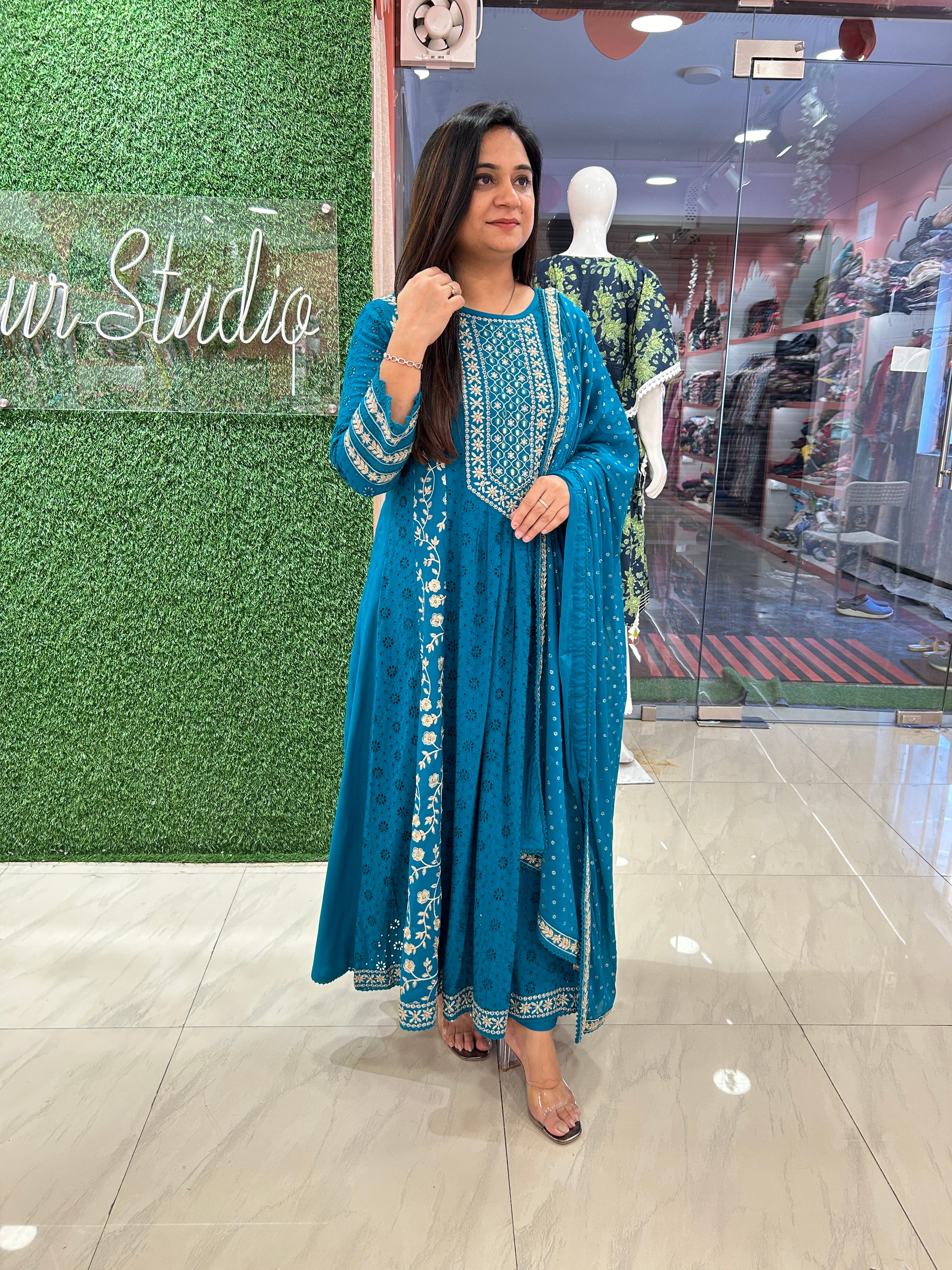 Premium Rayon Embroidered Anarkali Set - Image 9