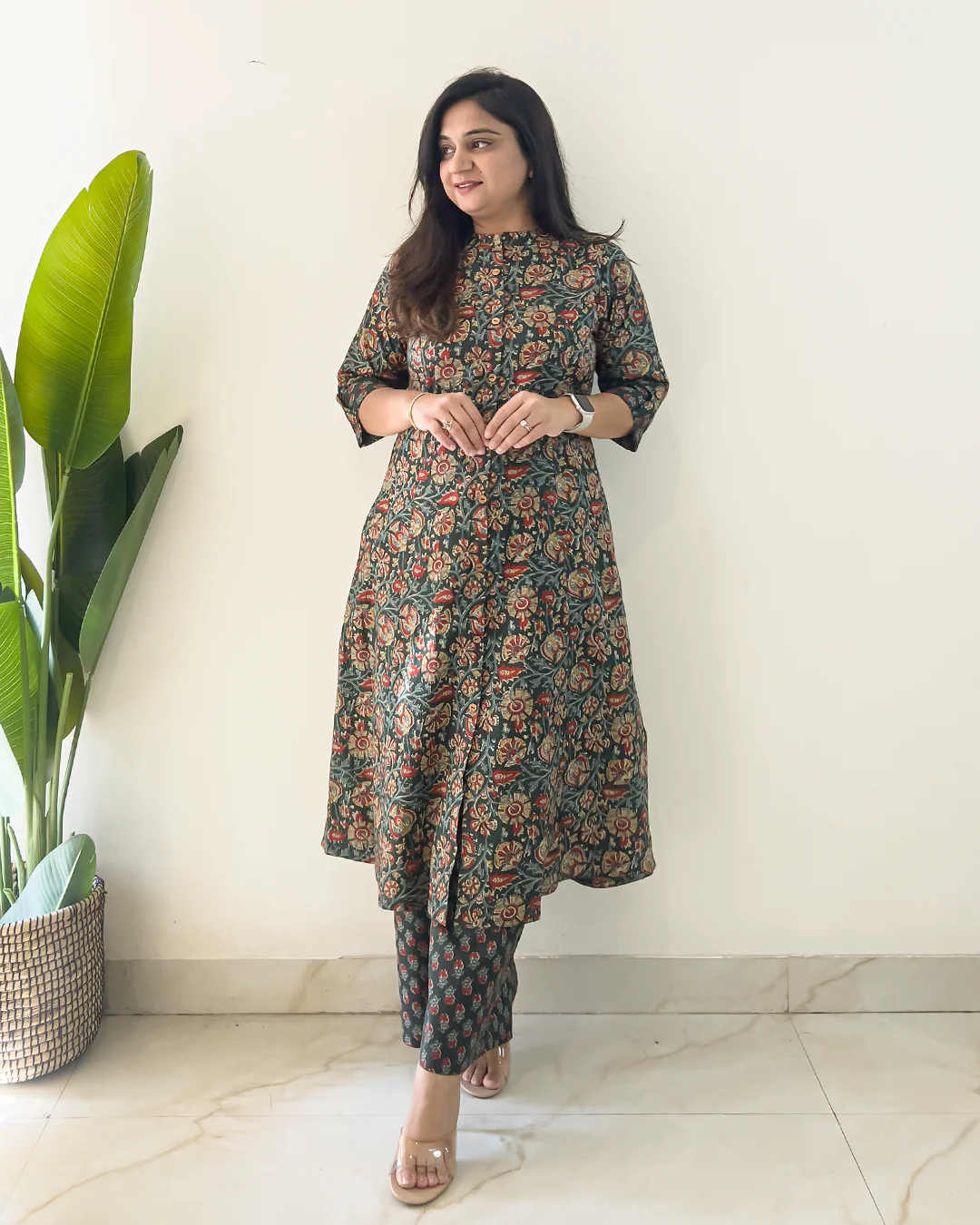 Prita Green Ajrakh A-line Cotton Coord Set