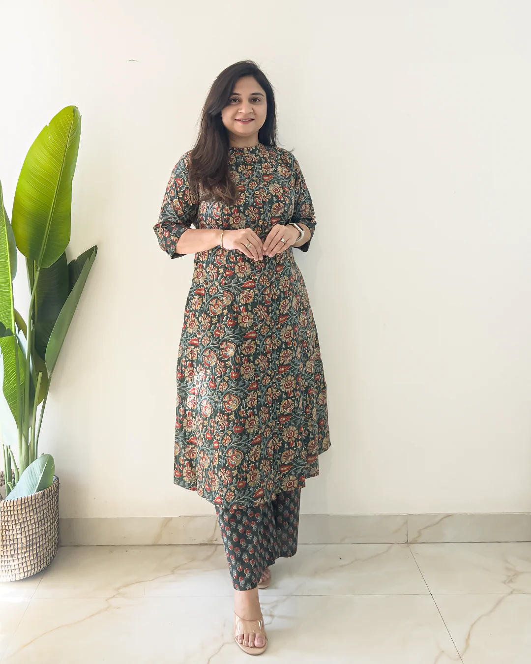 Prita Green Ajrakh A-line Cotton Coord Set - Image 2