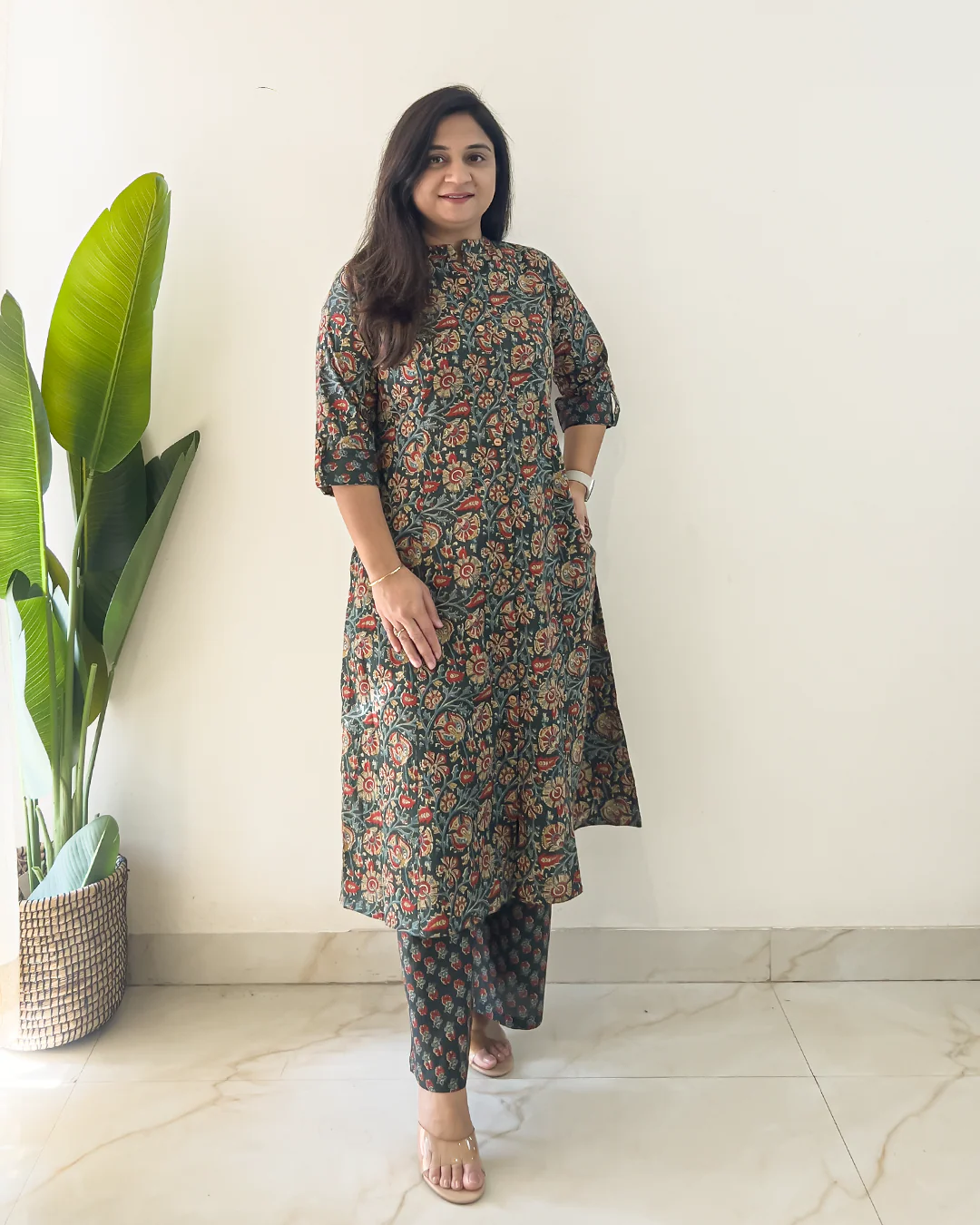 Prita Green Ajrakh A-line Cotton Coord Set - Image 4