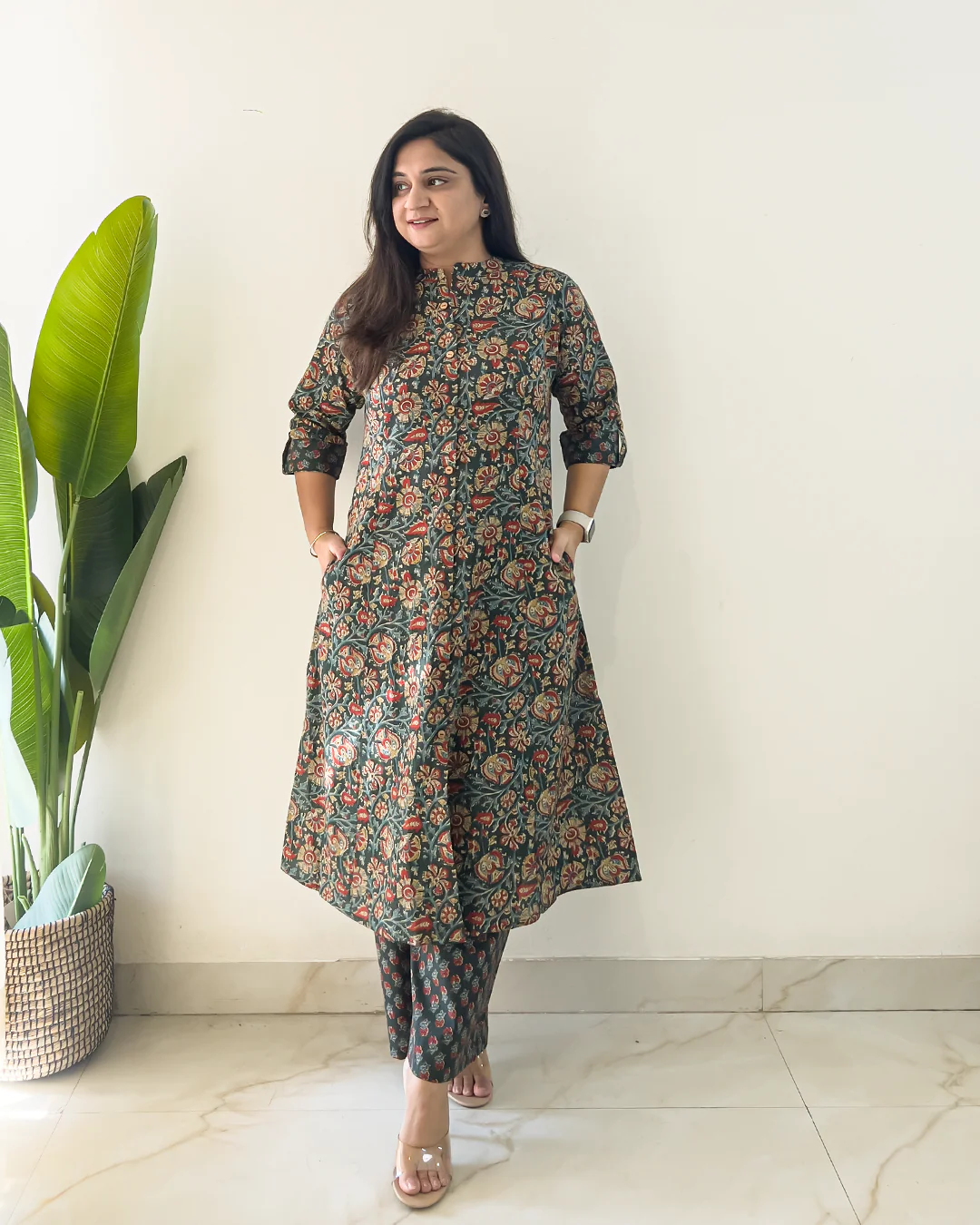 Prita Green Ajrakh A-line Cotton Coord Set - Image 6