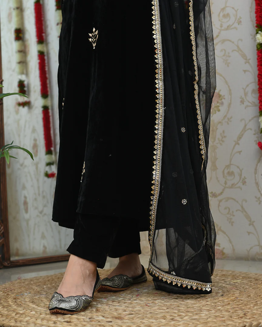 Rasheeda Velvet Hand Embroidered Pant Set - Image 7