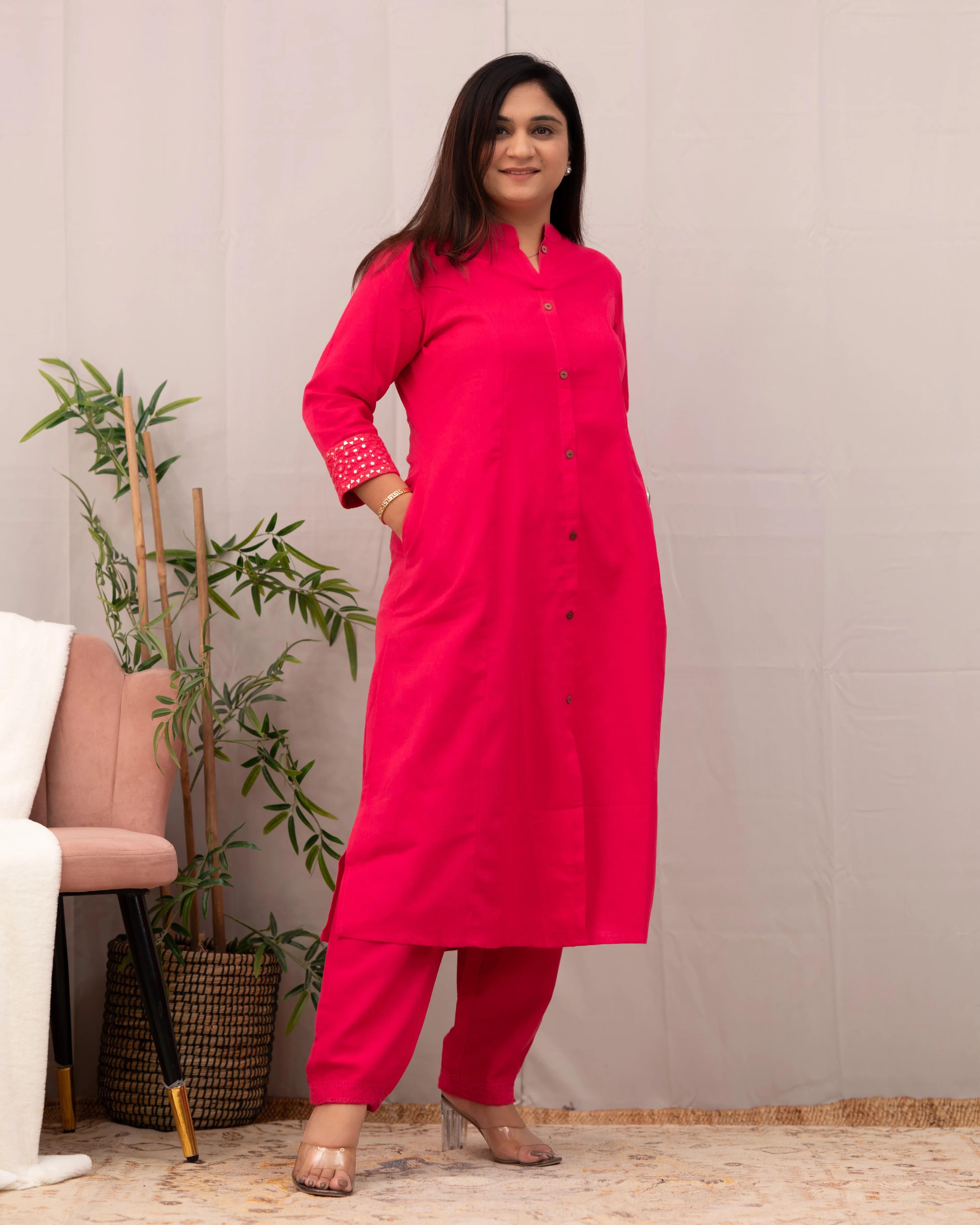 Raveena A-line Embroidered Cotton casual Pant Set - Image 12