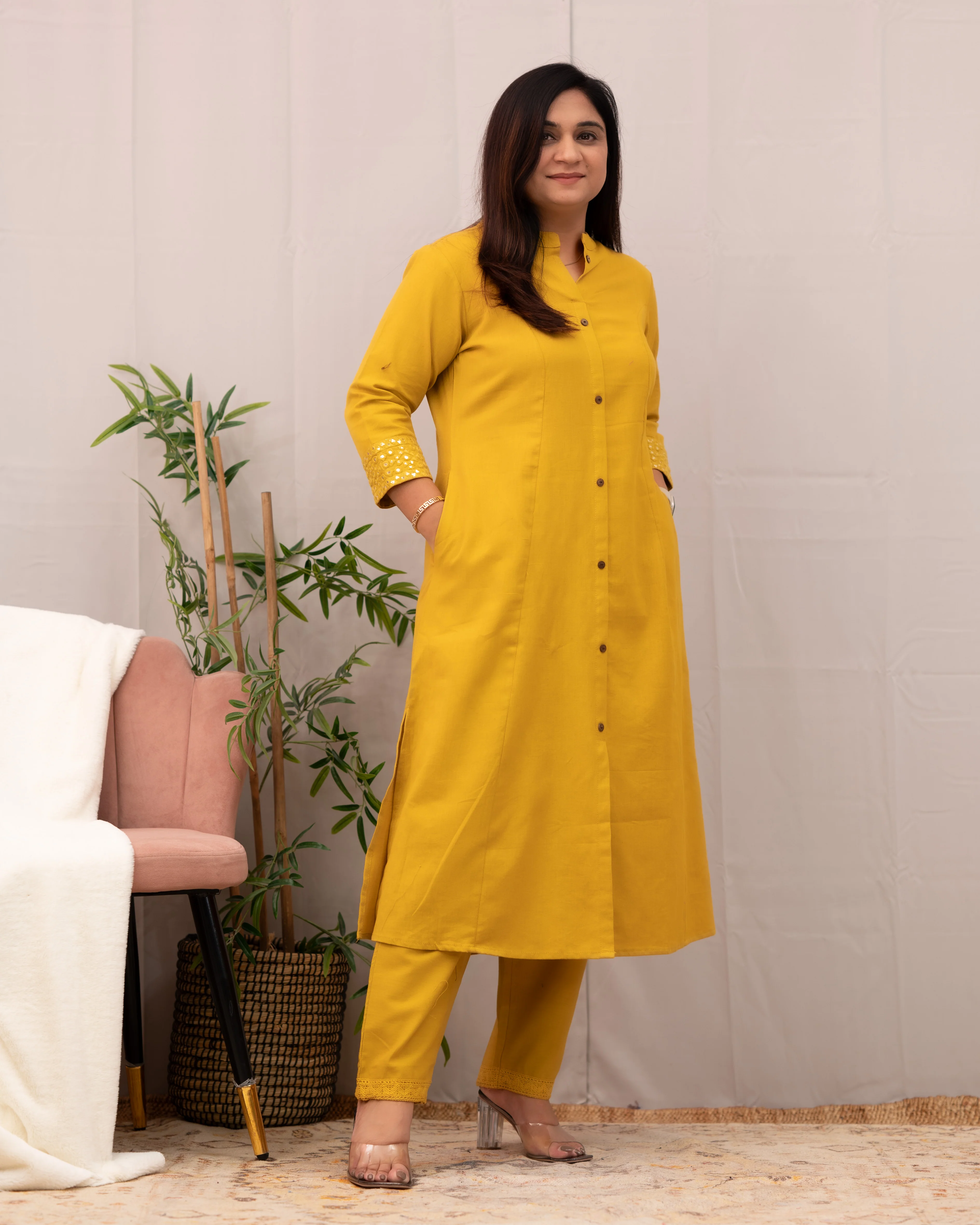 Raveena A-line Embroidered Cotton casual Pant Set - Image 14