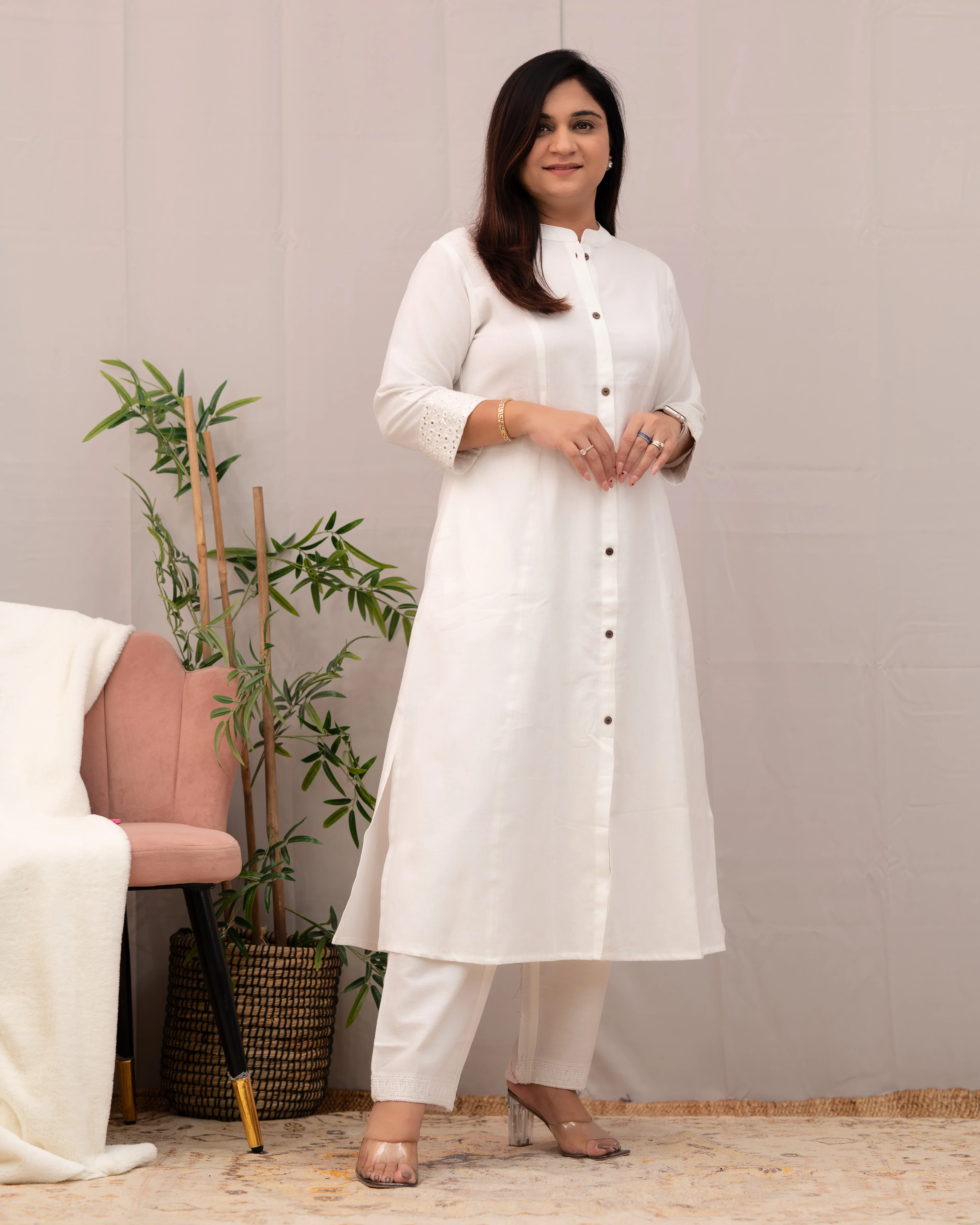 Raveena A-line Embroidered Cotton casual Pant Set - Image 16