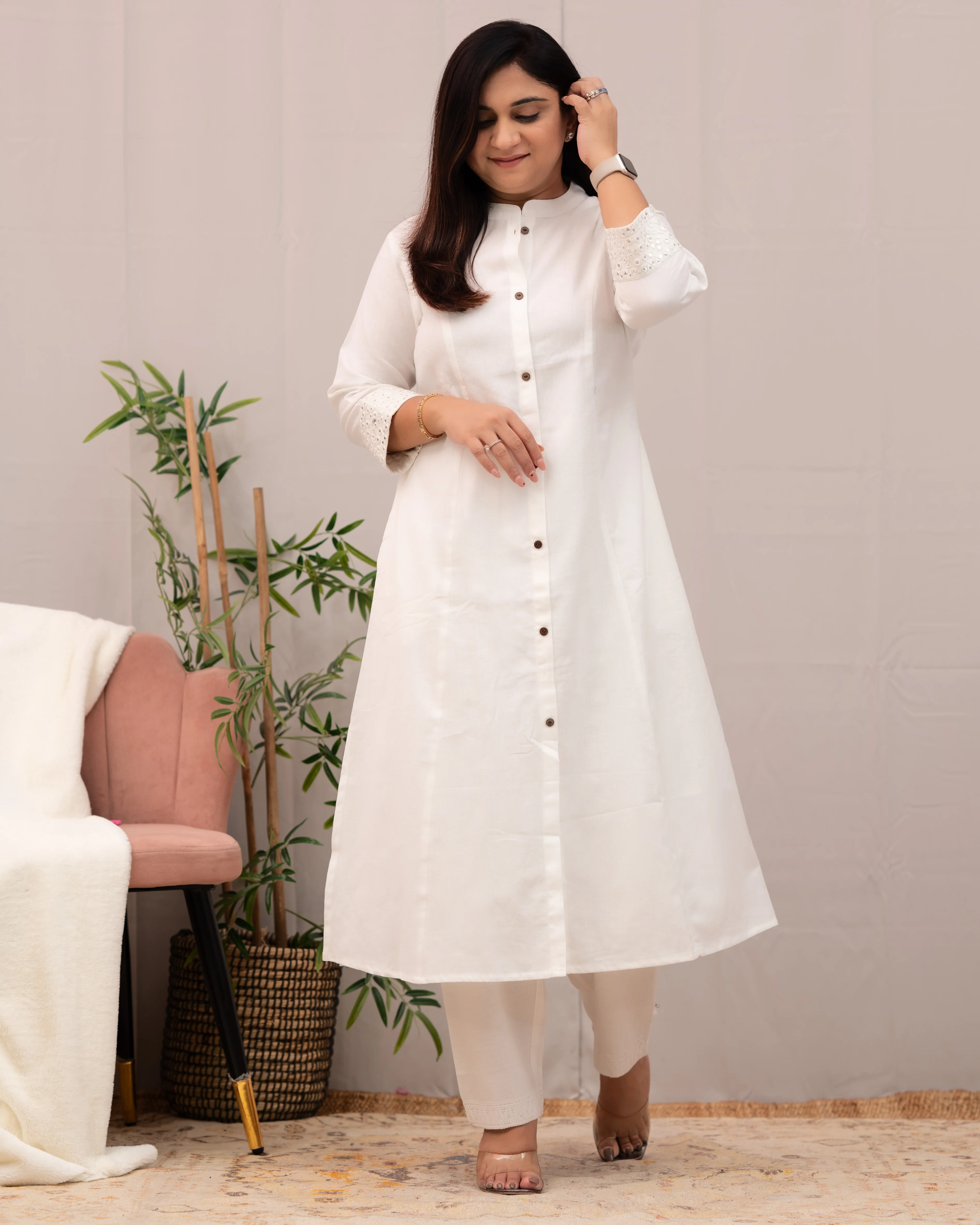 Raveena A-line Embroidered Cotton casual Pant Set - Image 17