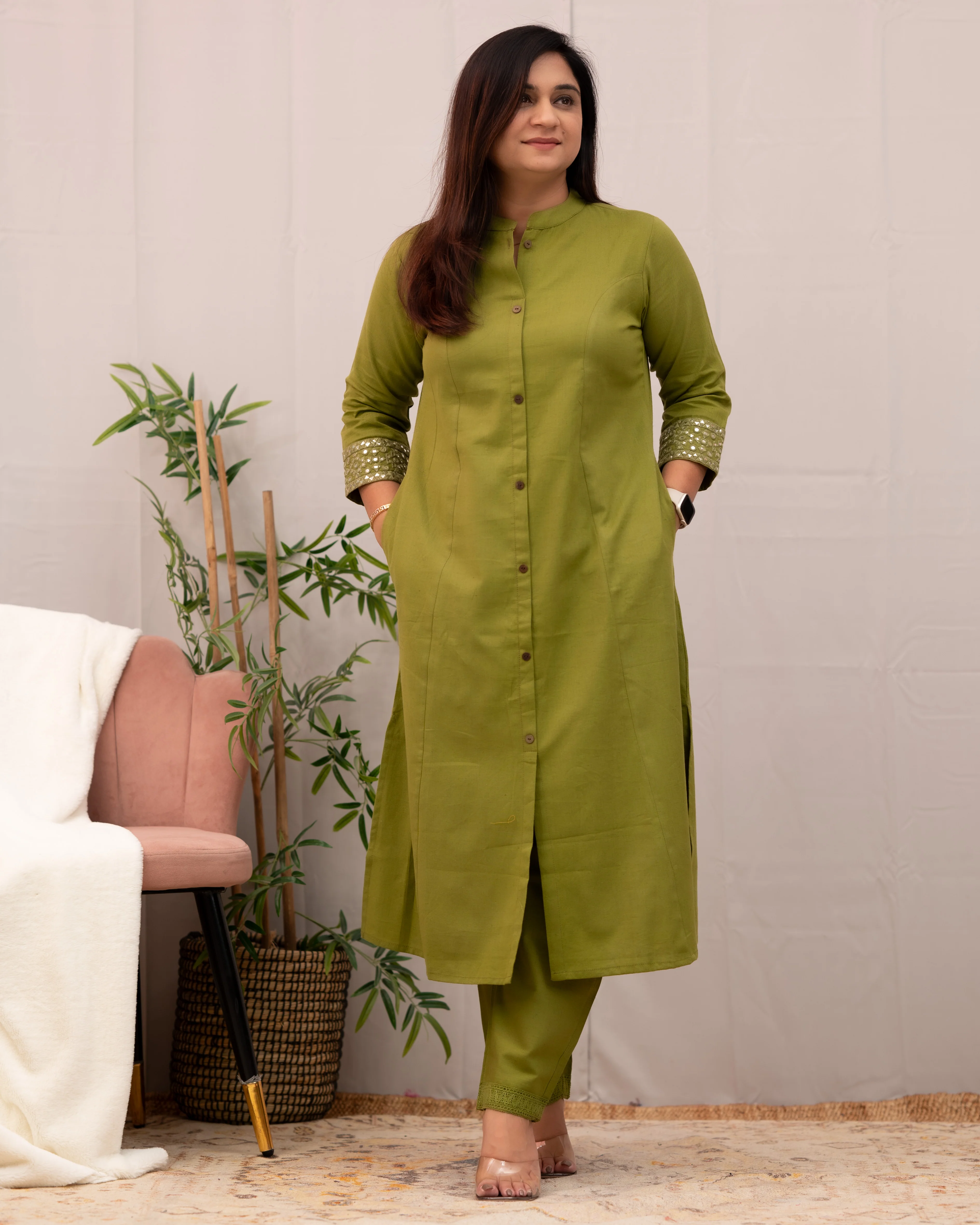 Raveena A-line Embroidered Cotton casual Pant Set - Image 18