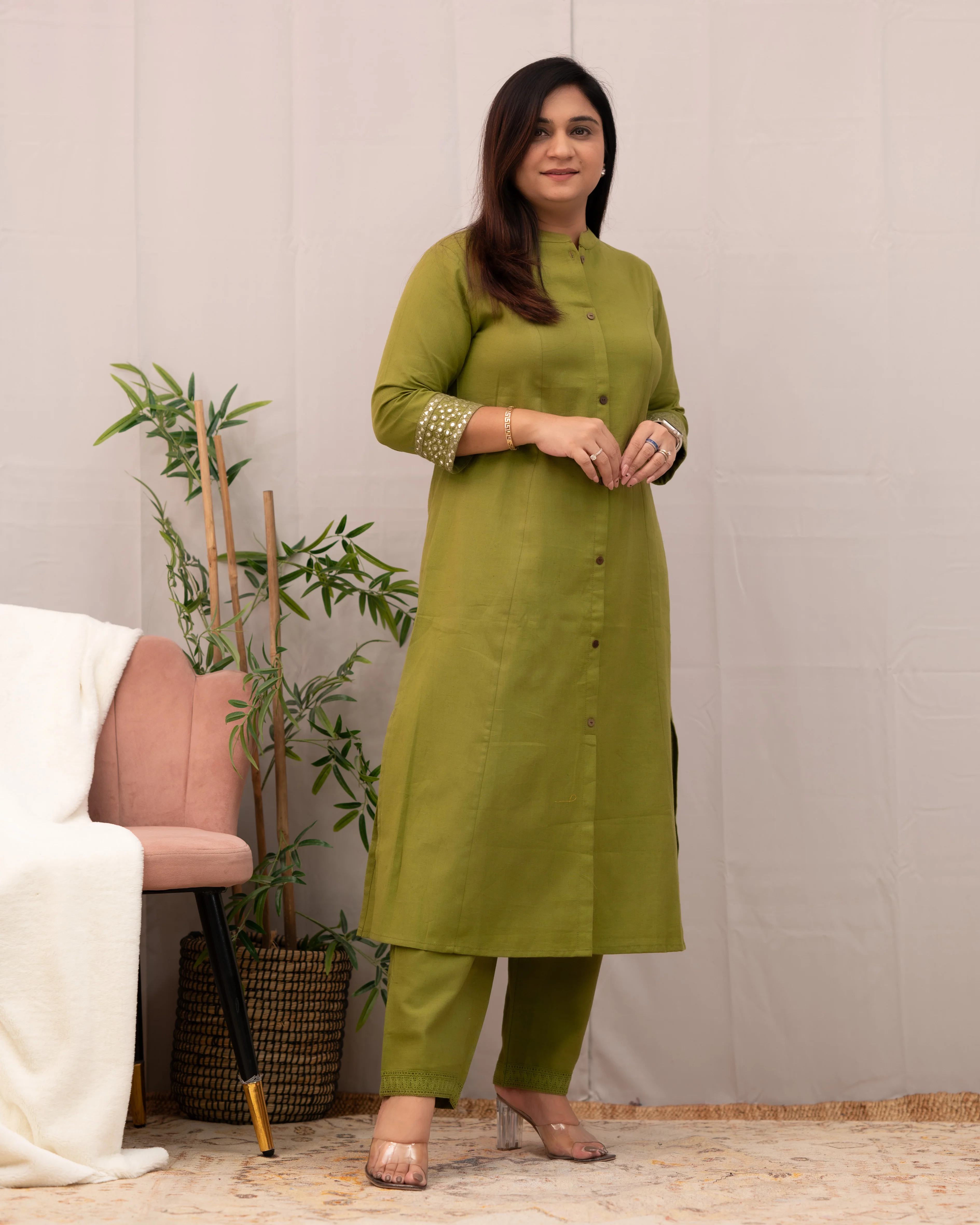 Raveena A-line Embroidered Cotton casual Pant Set - Image 19
