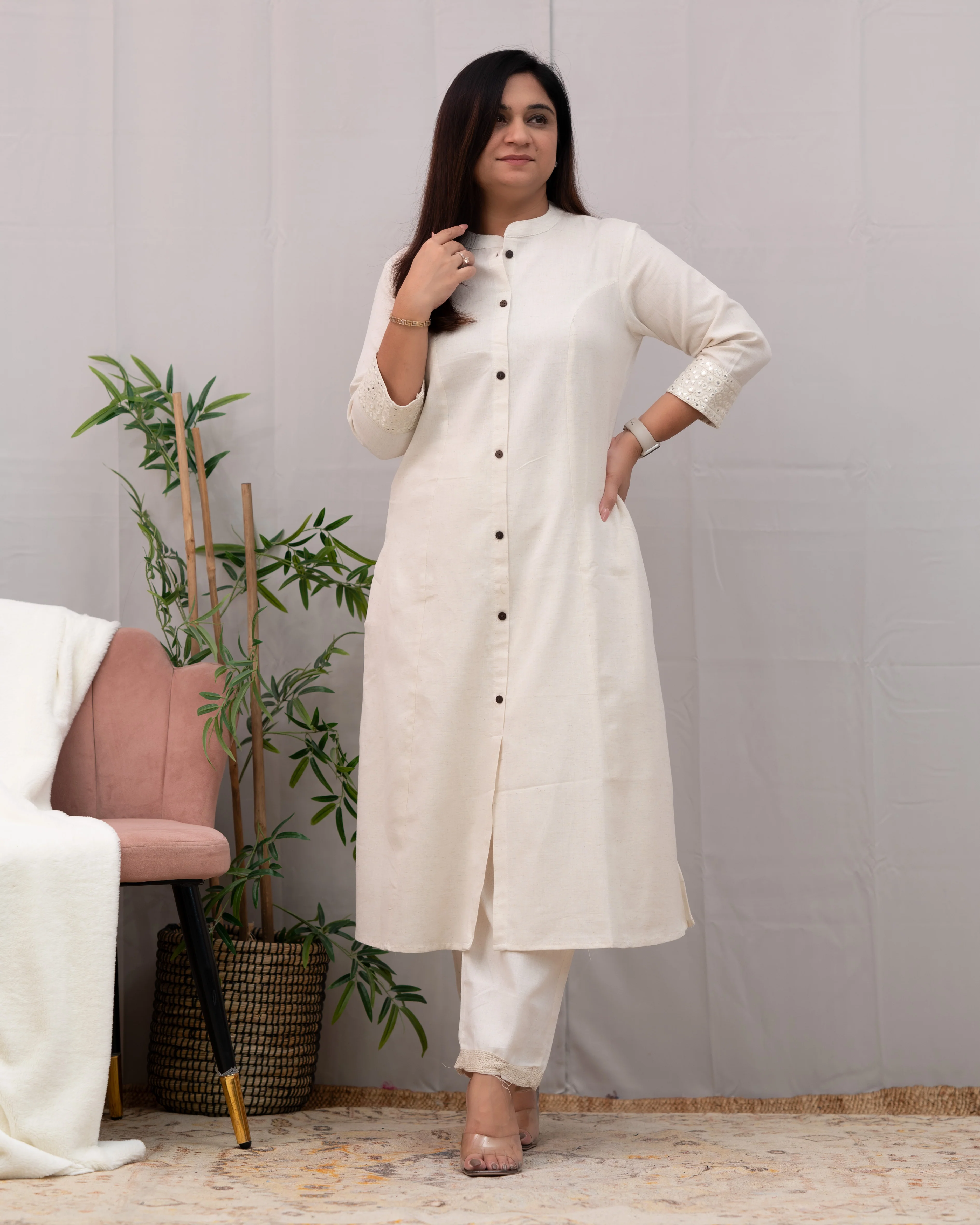 Raveena A-line Embroidered Cotton casual Pant Set - Image 22