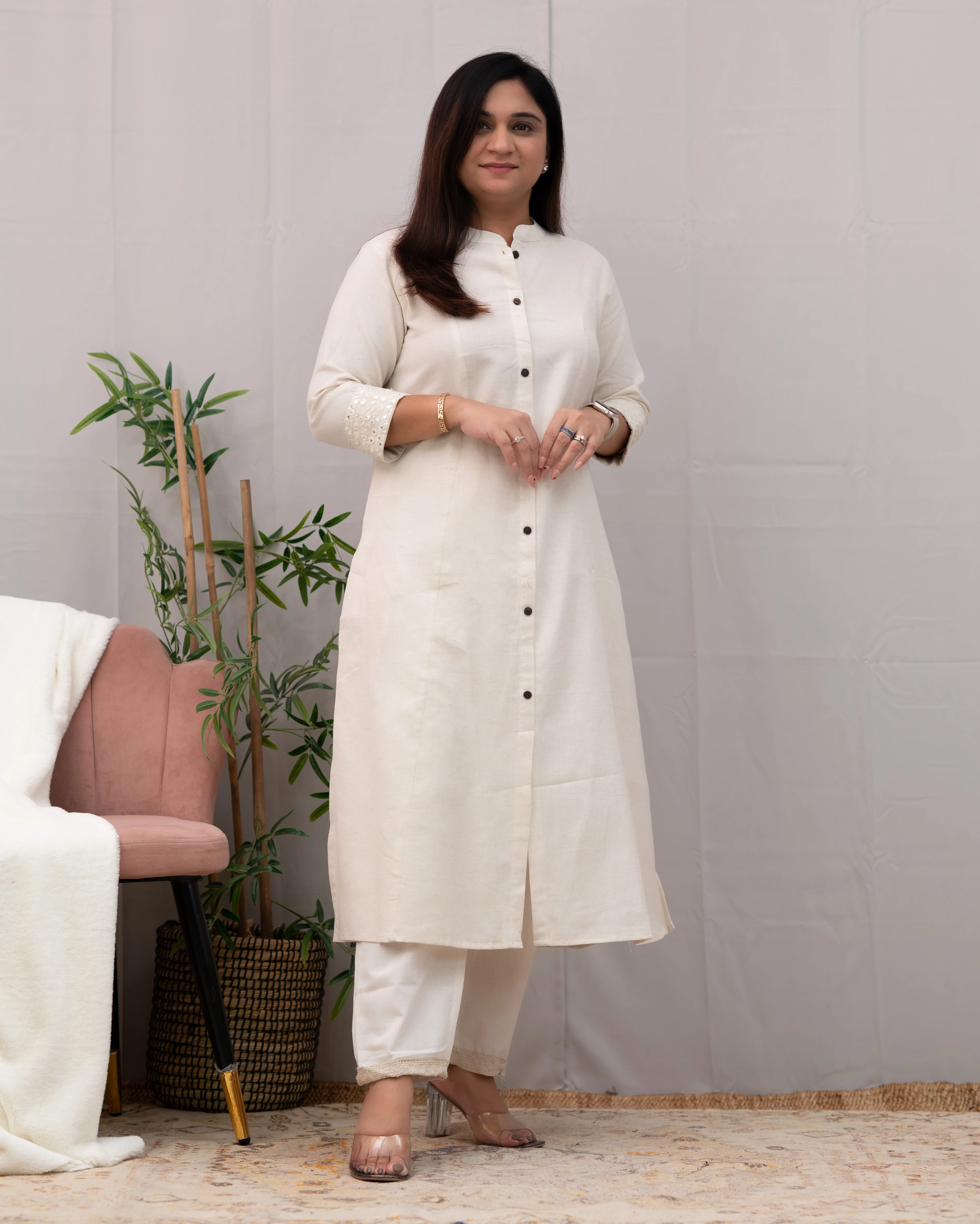Raveena A-line Embroidered Cotton casual Pant Set - Image 23