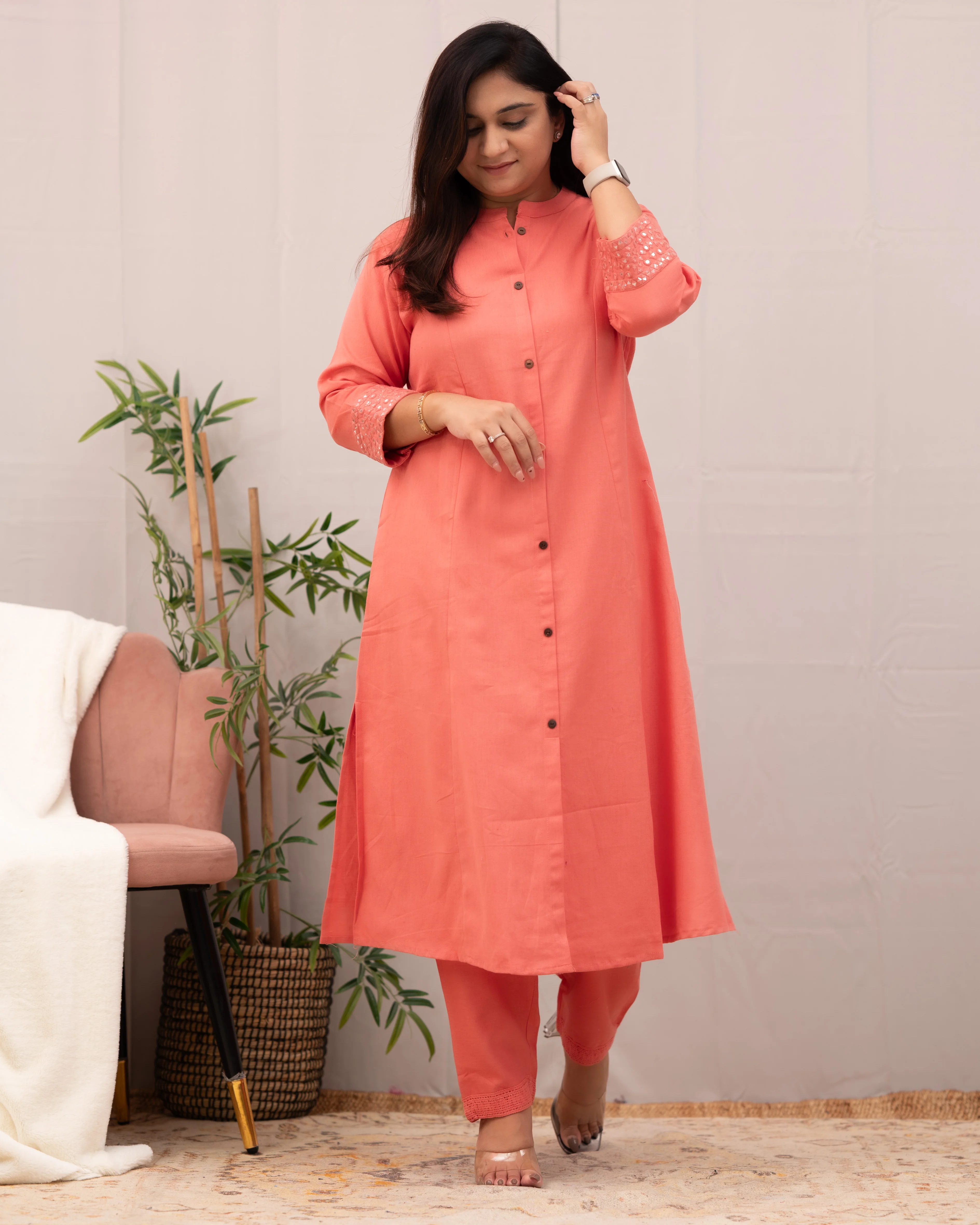 Raveena A-line Embroidered Cotton casual Pant Set - Image 24