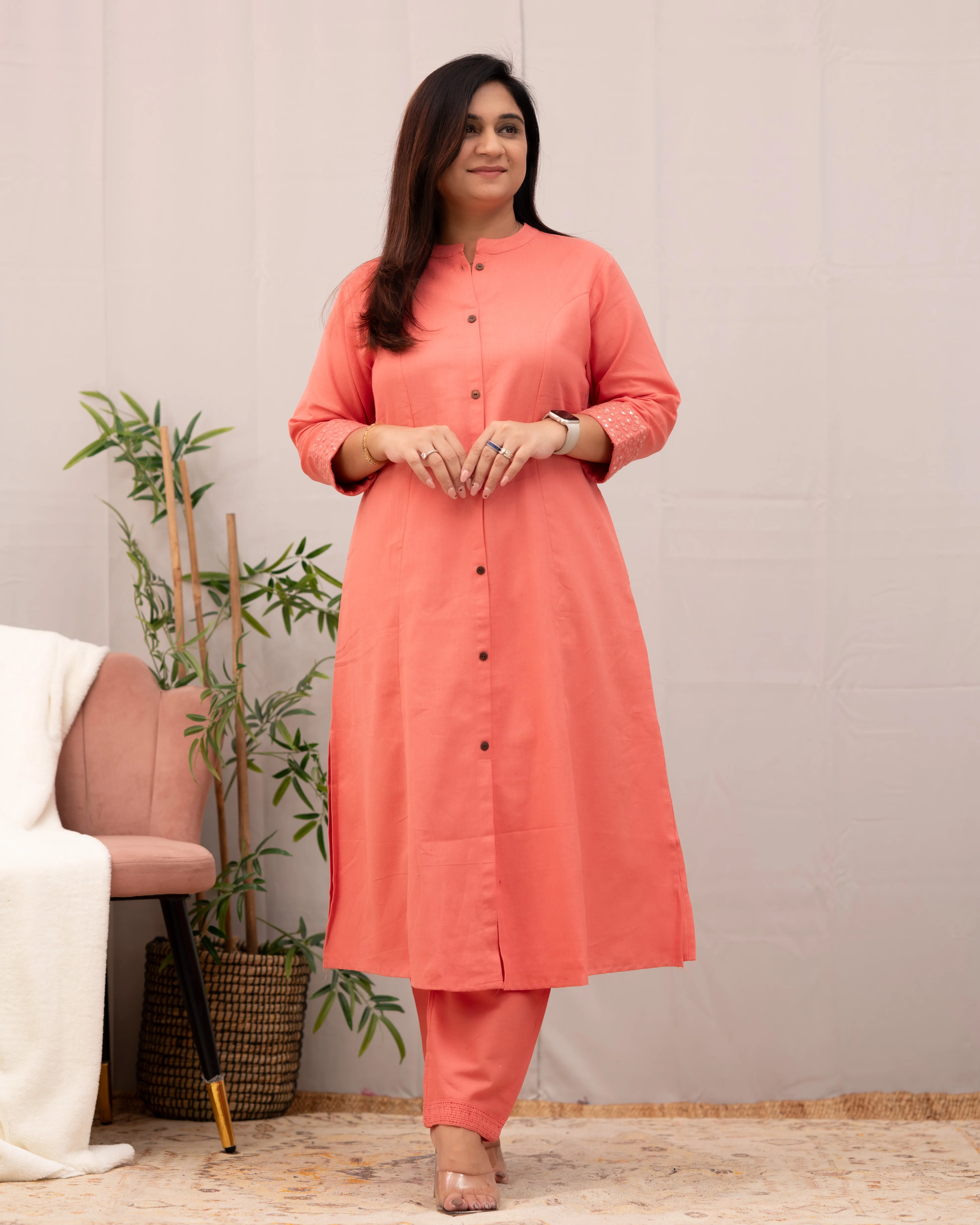 Raveena A-line Embroidered Cotton casual Pant Set - Image 25