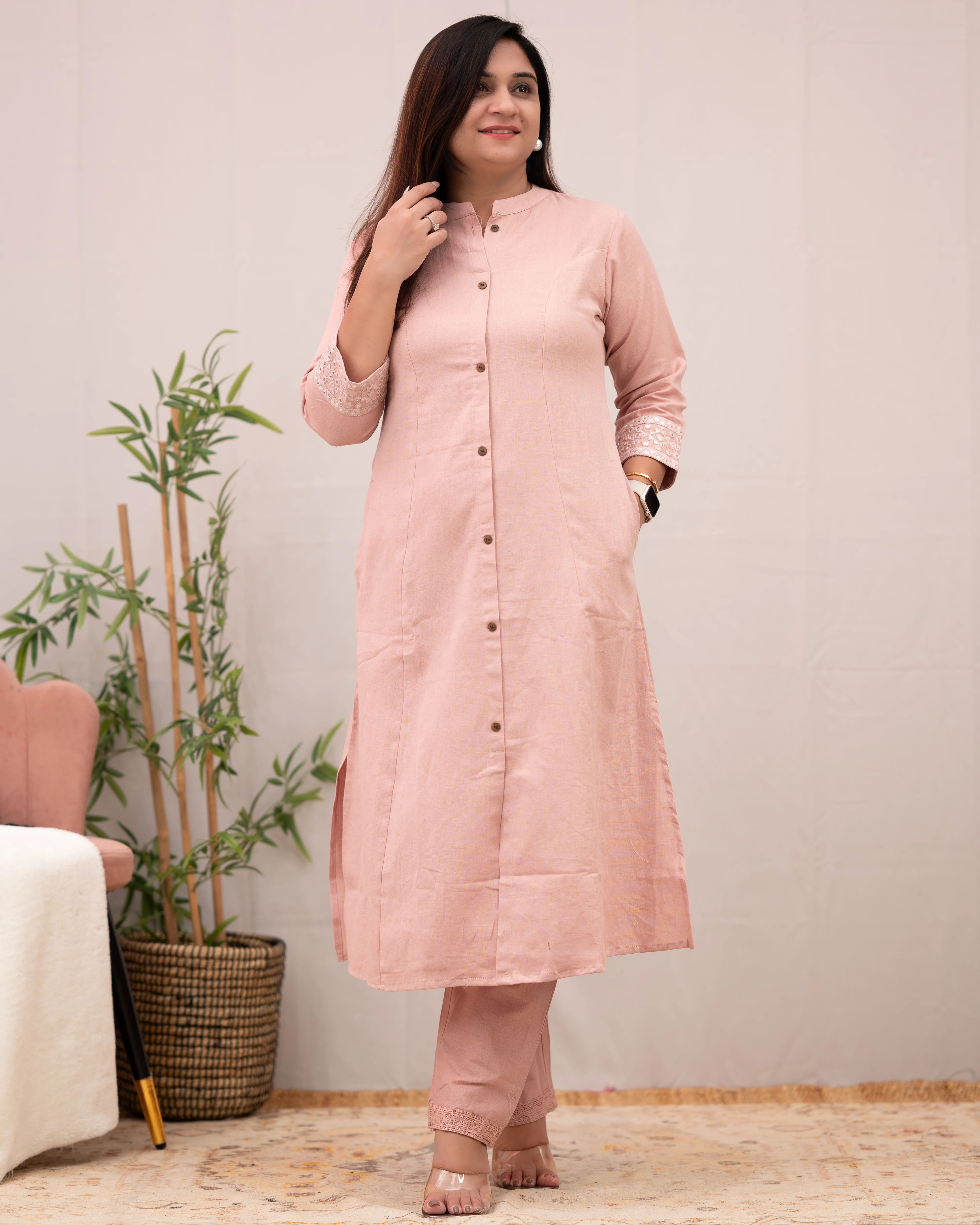 Raveena A-line Embroidered Cotton casual Pant Set - Image 26