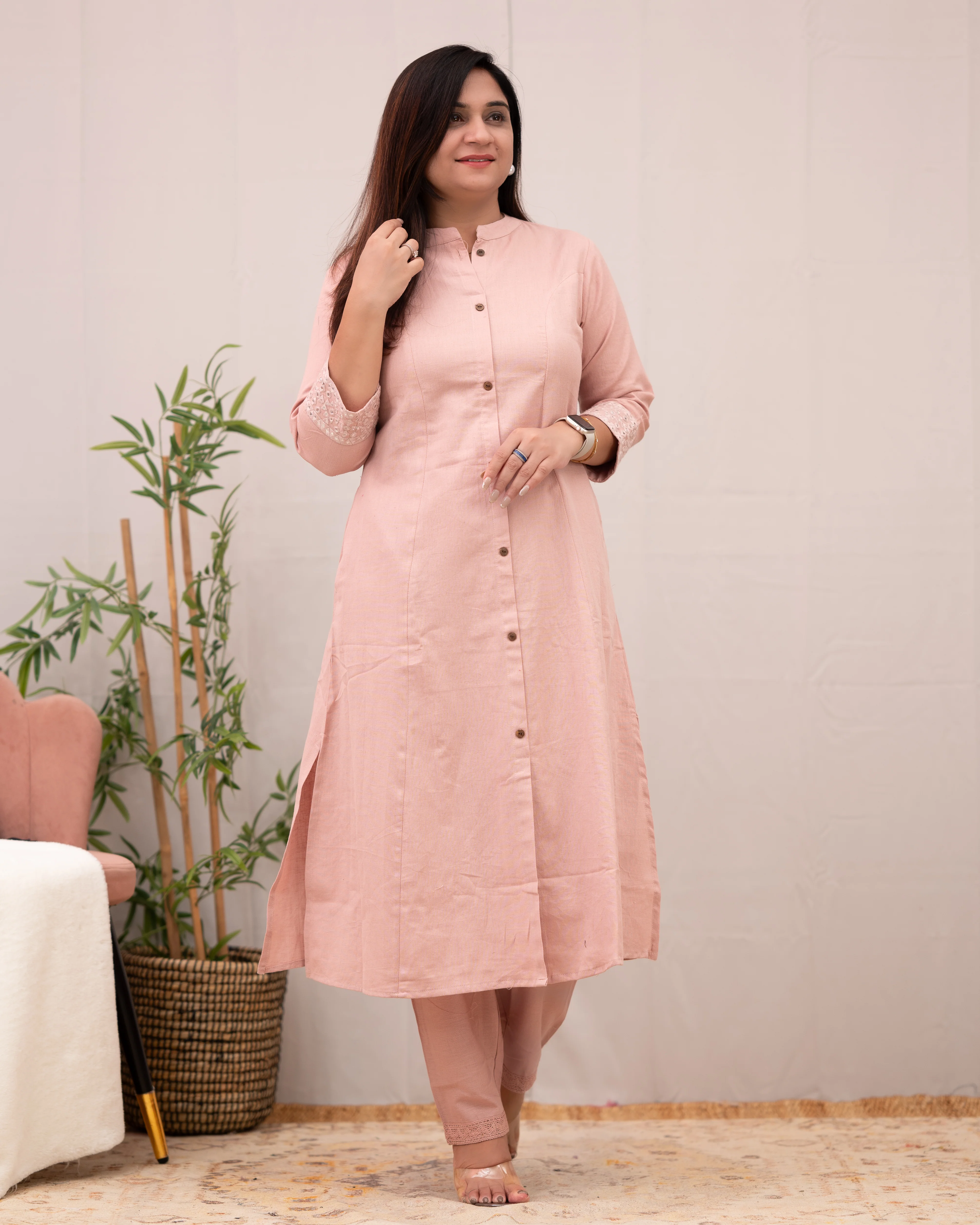 Raveena A-line Embroidered Cotton casual Pant Set - Image 4