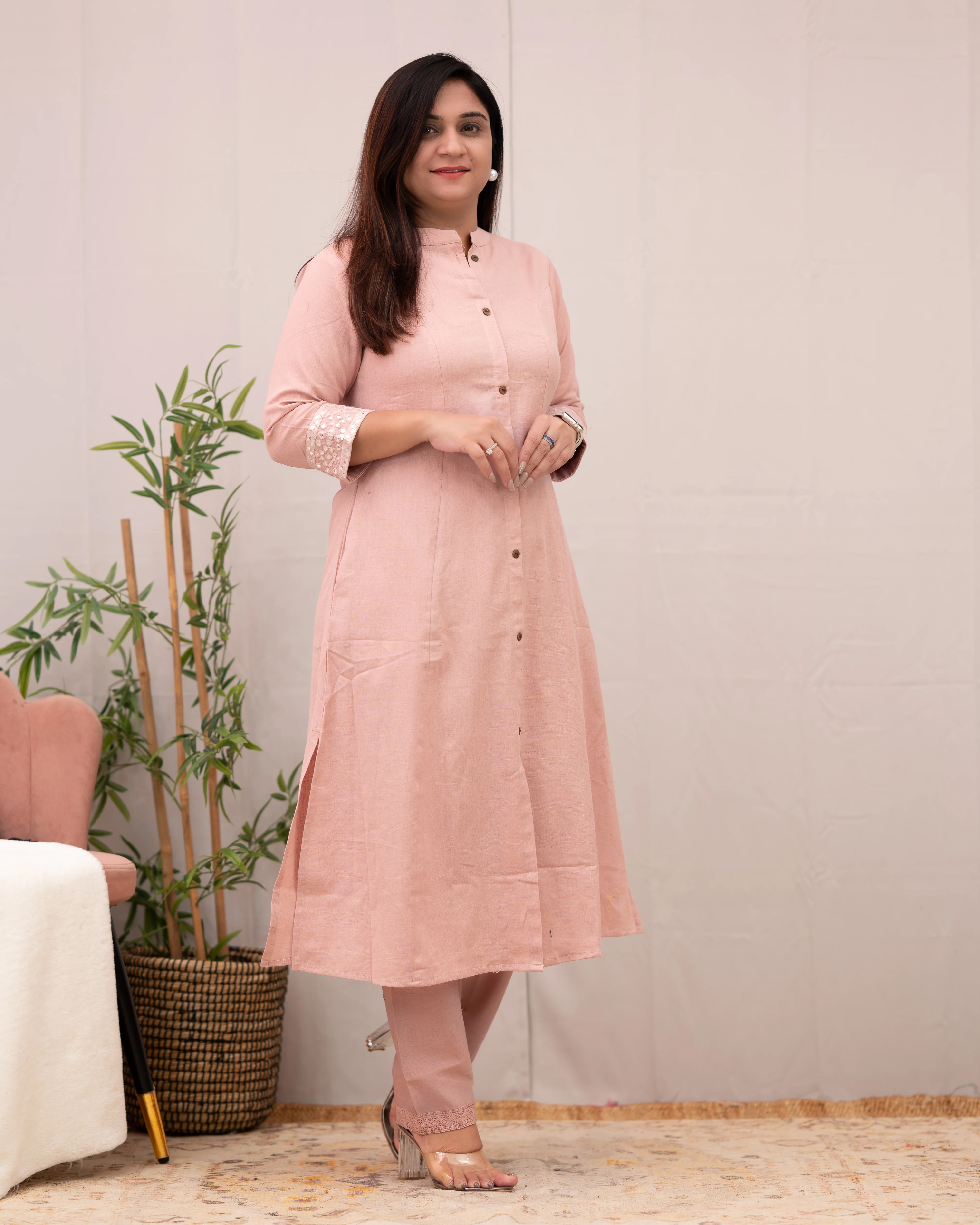 Raveena A-line Embroidered Cotton casual Pant Set - Image 5