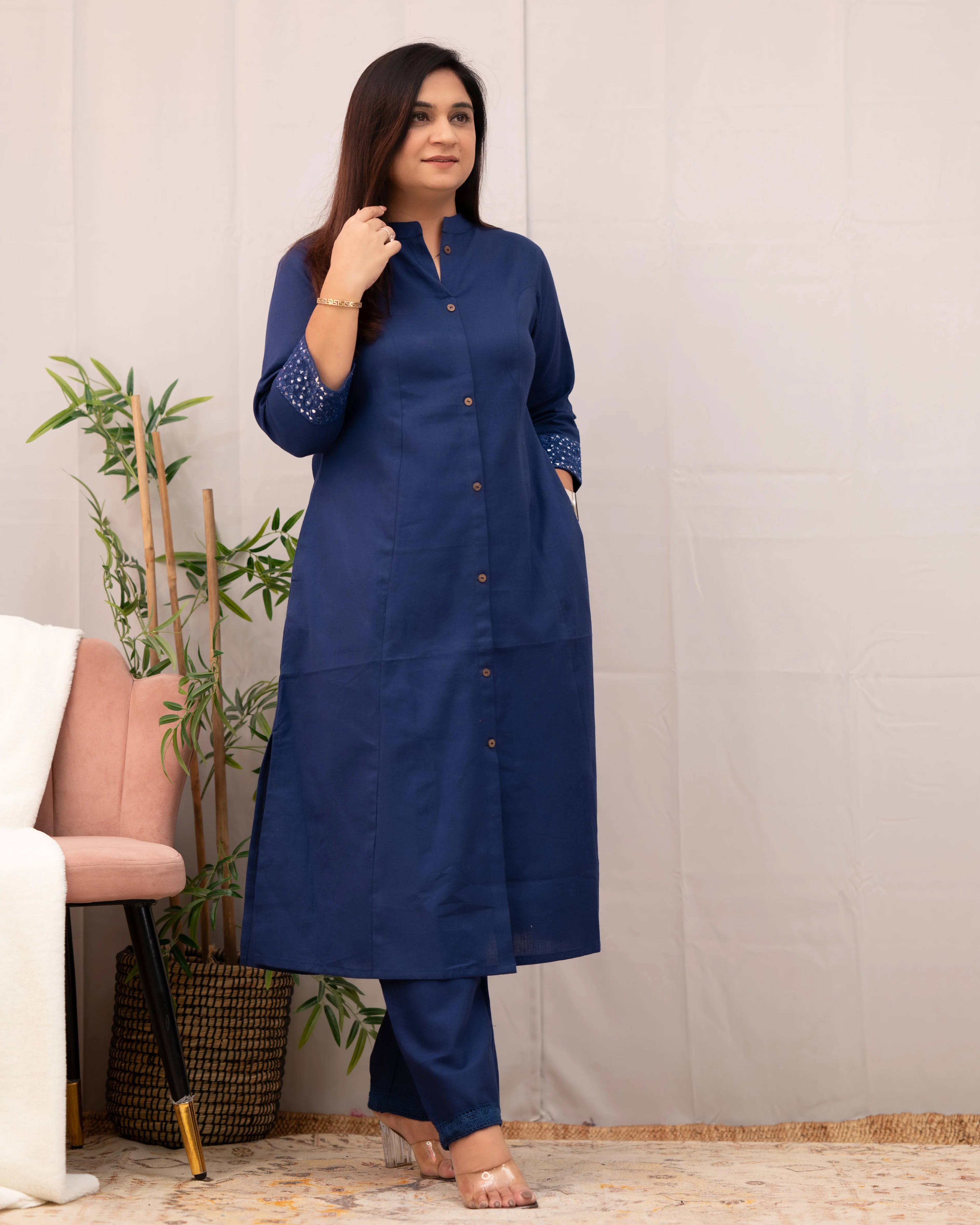 Raveena A-line Embroidered Cotton casual Pant Set - Image 6