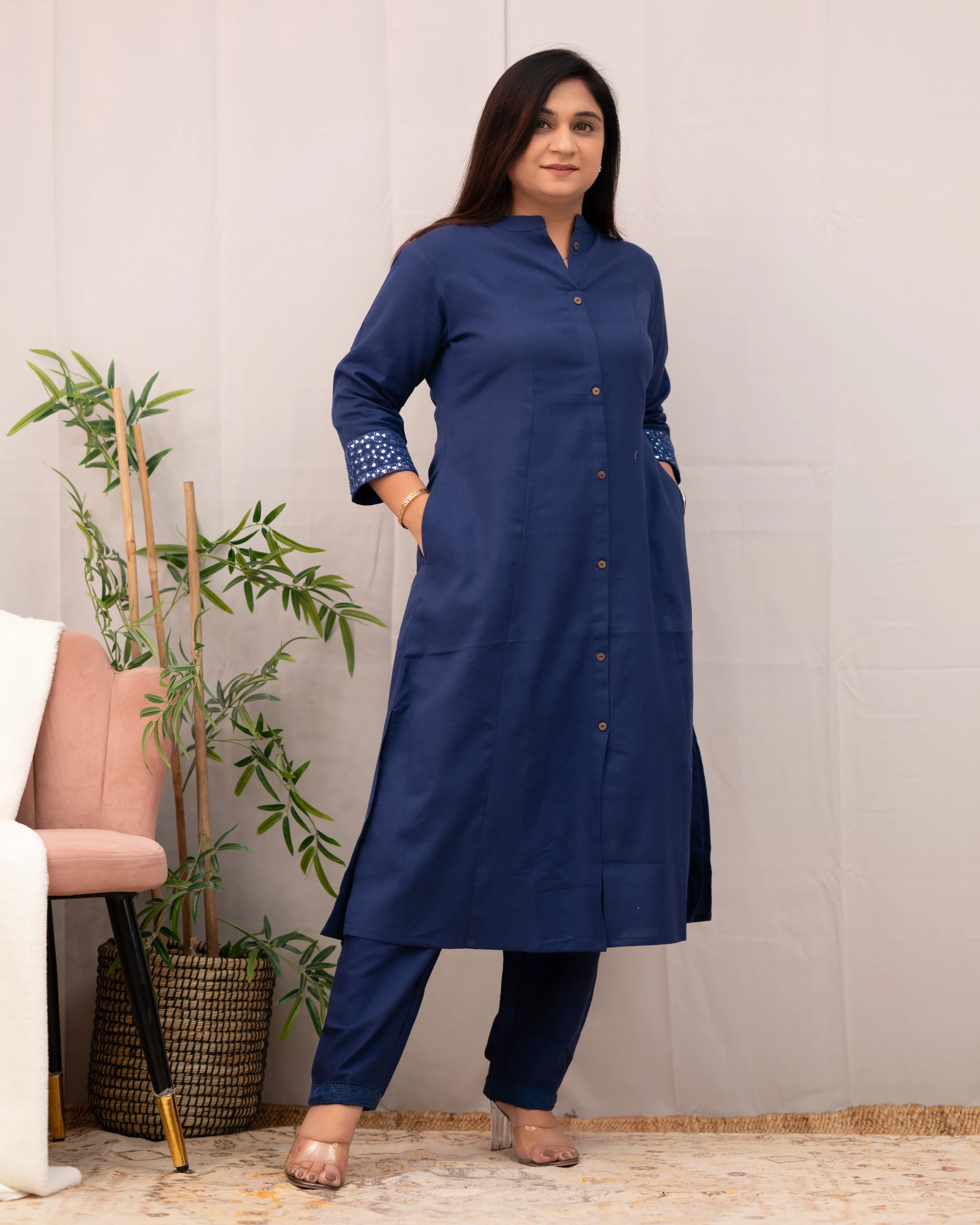 Raveena A-line Embroidered Cotton casual Pant Set - Image 7