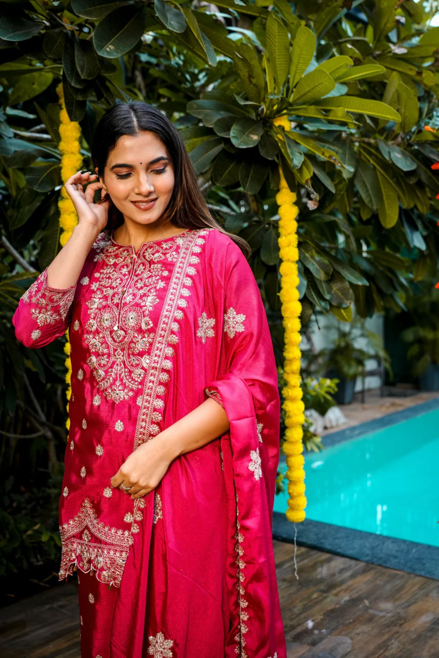 Roobi Chinnon Embroidered Plazo Set - Image 5