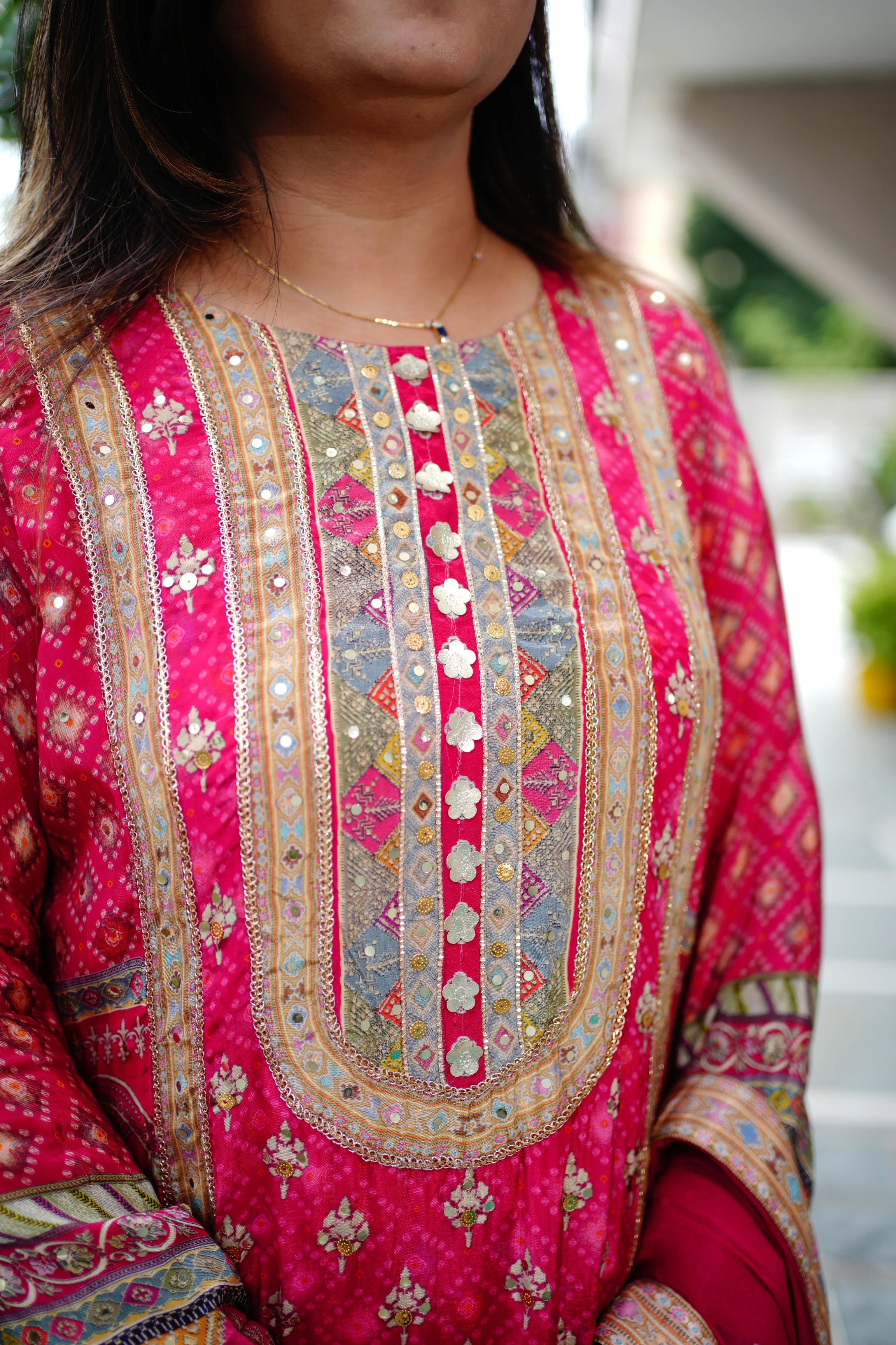 Roshni Asymmetric Shimmer tissue Embroidered Pant Set - Image 10
