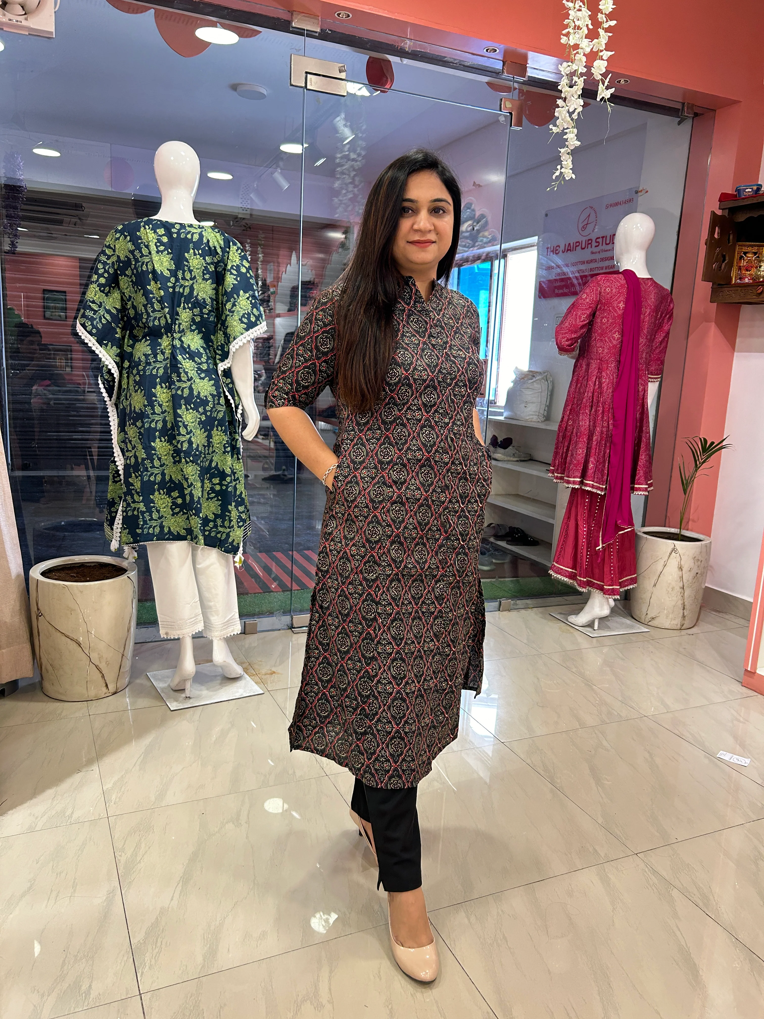 Rozana Cotton Casual A-Line Kurta with Pocket - Image 6