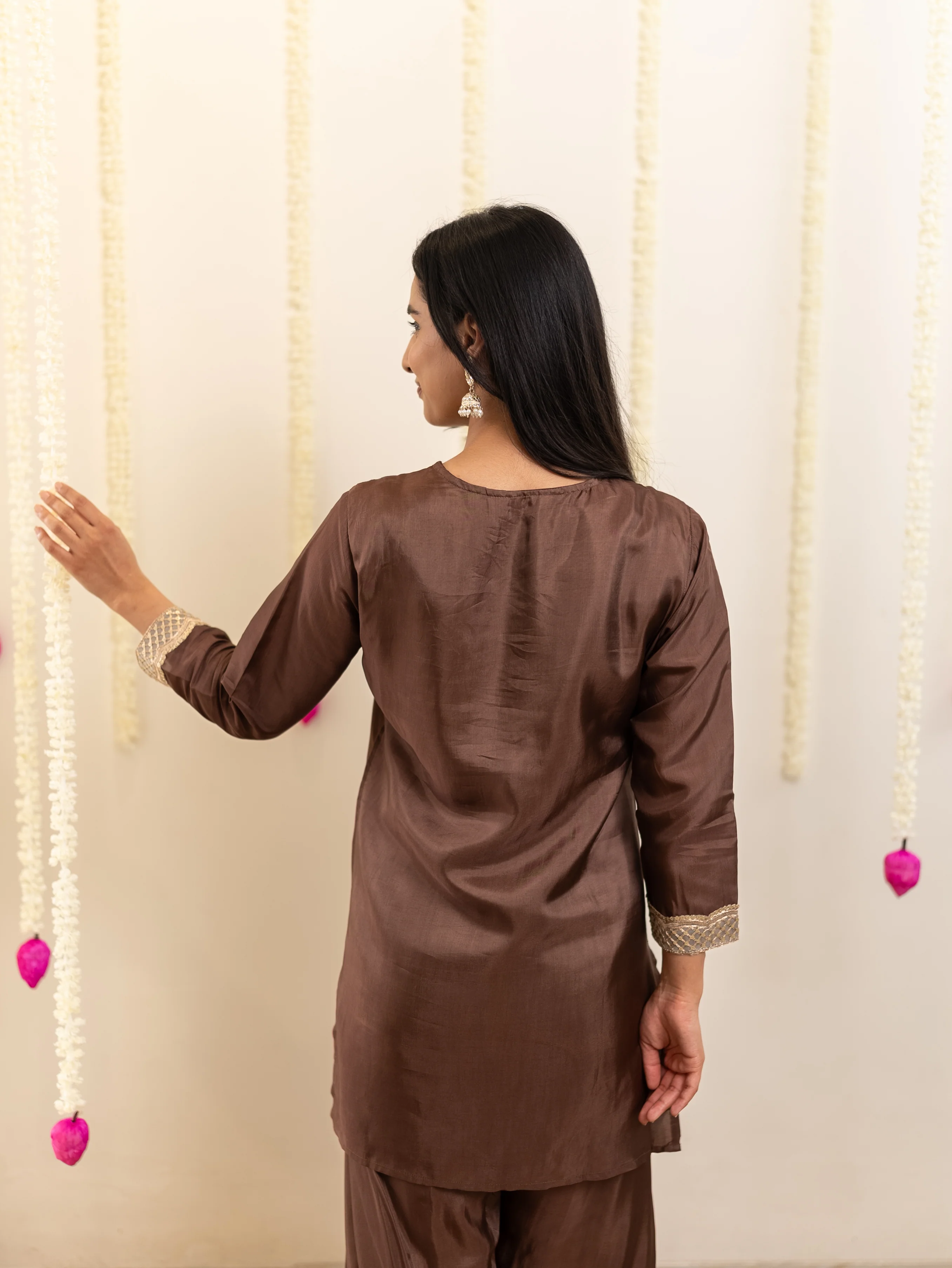 Ruba Brown Premium Crepe HandDetailed Farshi Suit - Image 5