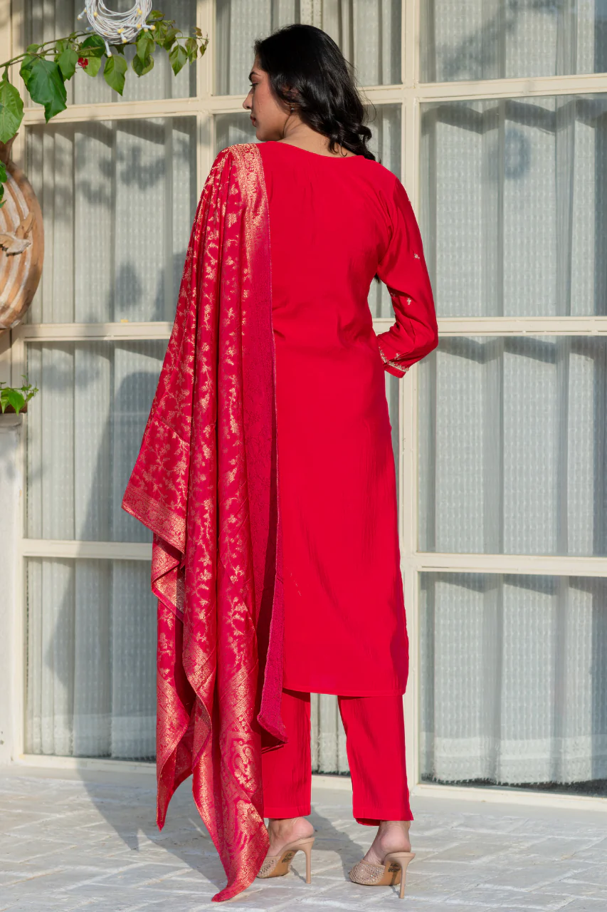 Ruhani Silk Hand Embroidered Pant Set - Image 5