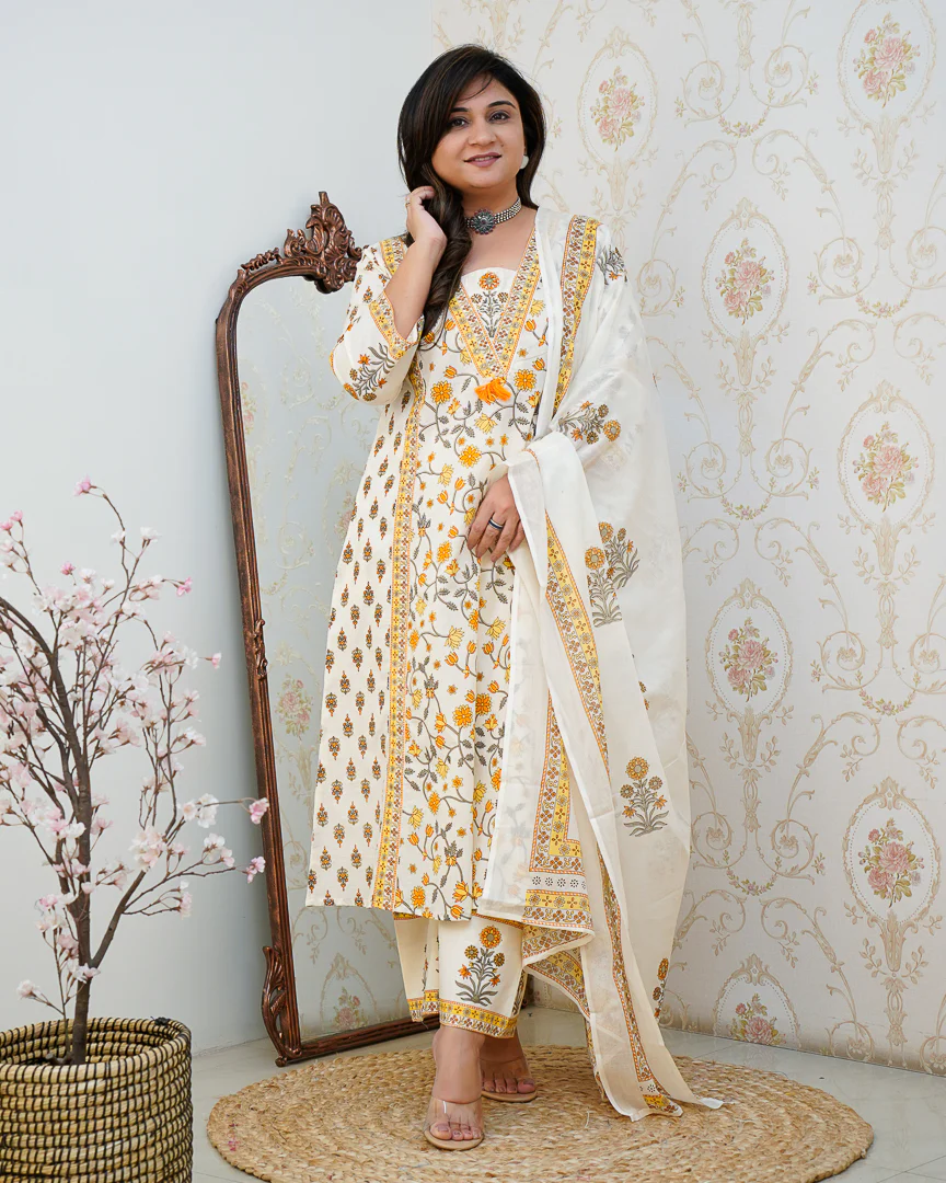 Ruhi Cotton Embroidered A-line Divider set - Image 14