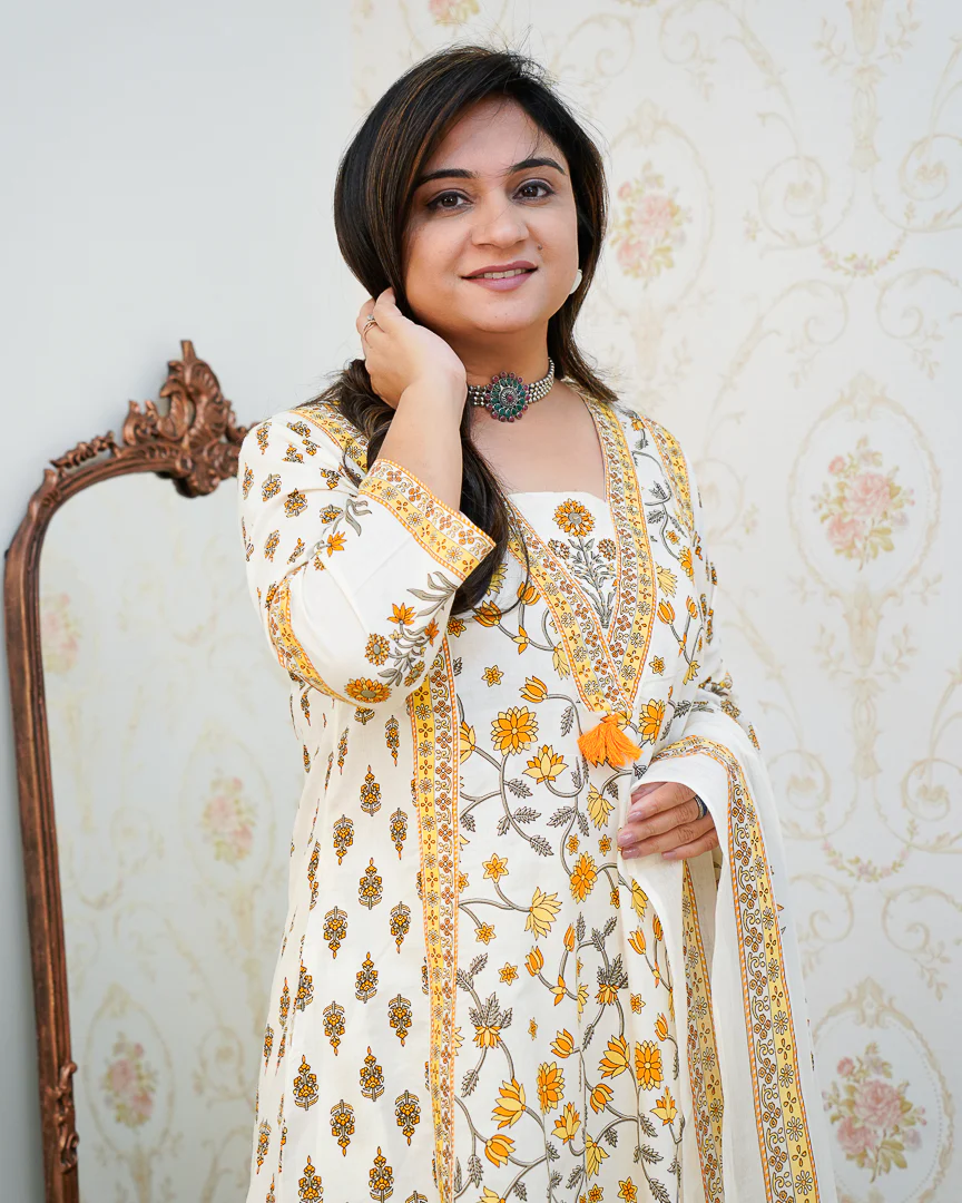 Ruhi Cotton Embroidered A-line Divider set - Image 16