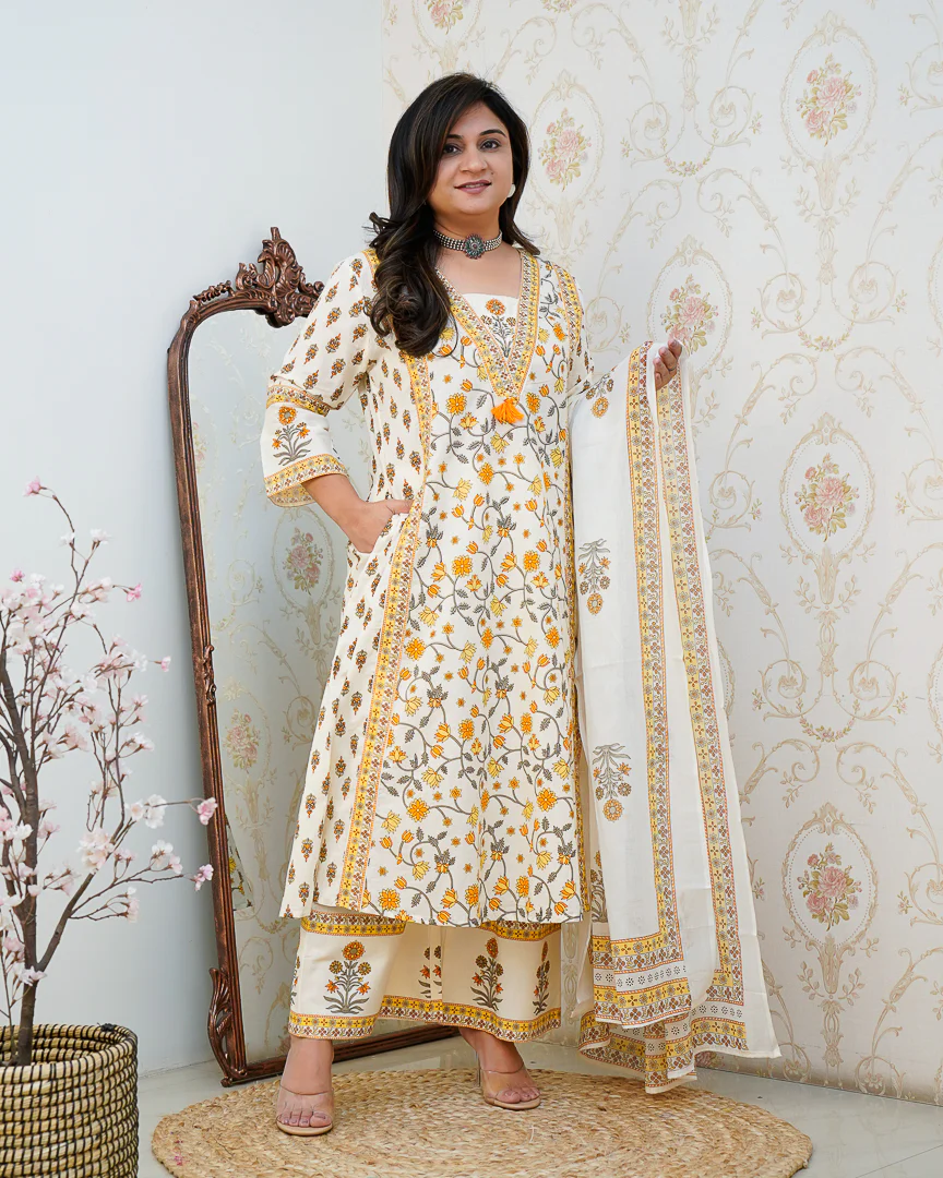 Ruhi Cotton Embroidered A-line Divider set - Image 17