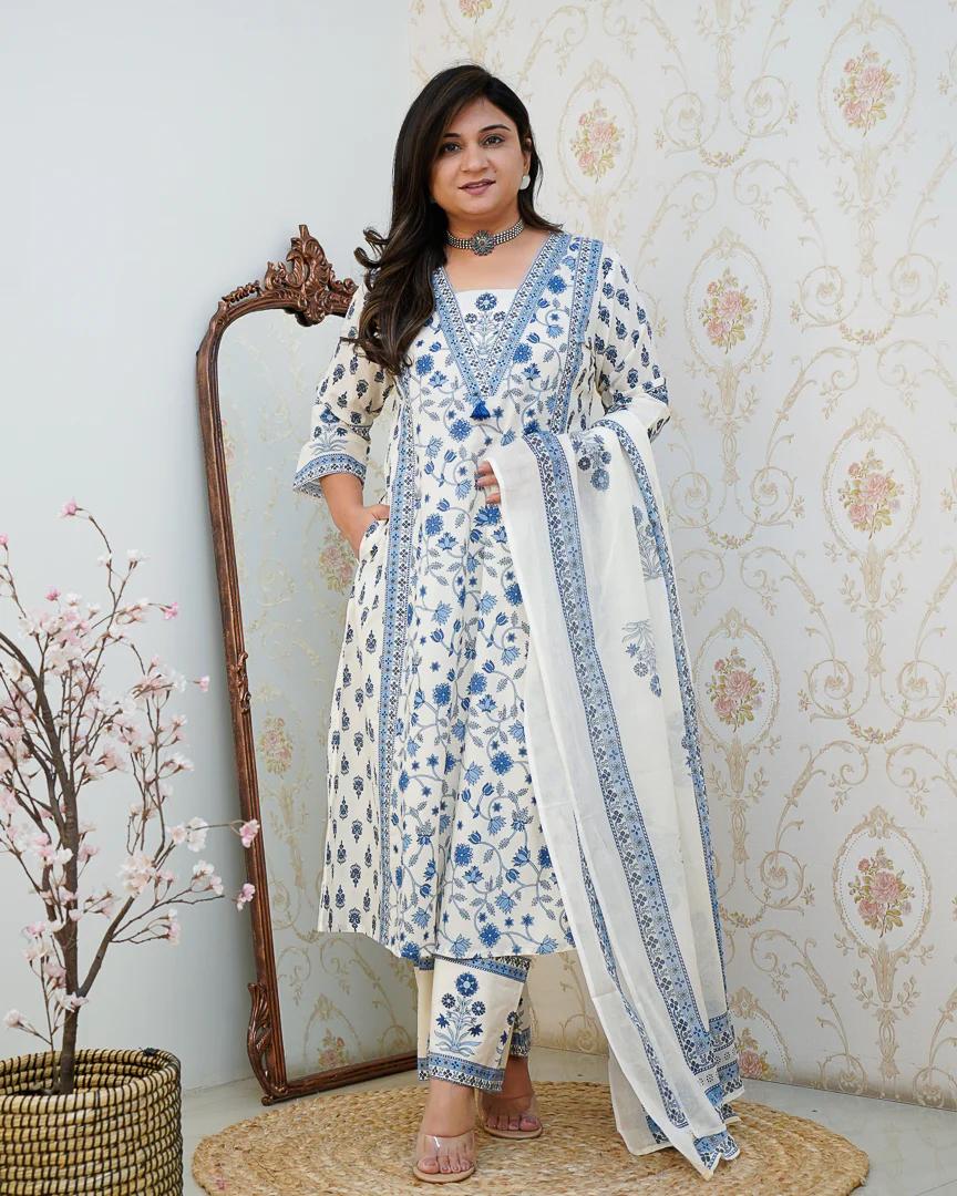 Ruhi Cotton Embroidered A-line Divider set - Image 18