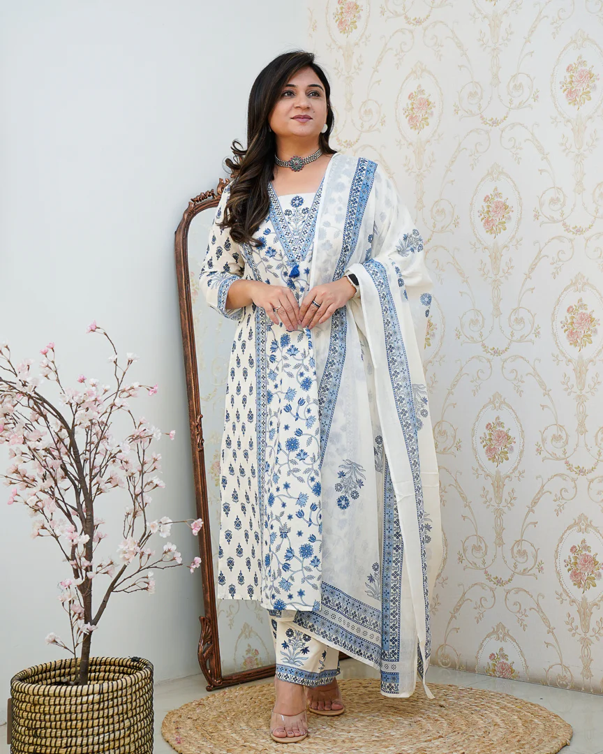 Ruhi Cotton Embroidered A-line Divider set - Image 19