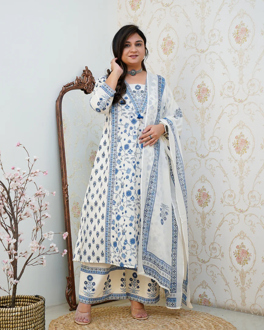 Ruhi Cotton Embroidered A-line Divider set - Image 20