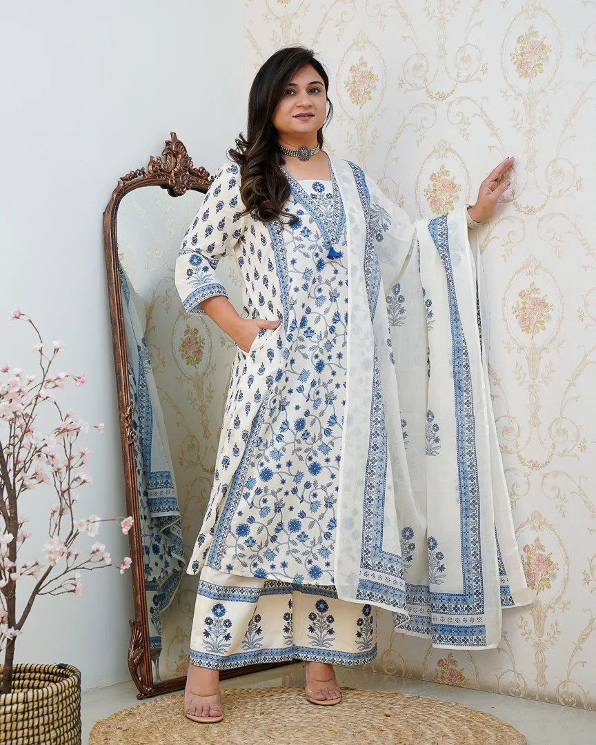 Ruhi Cotton Embroidered A-line Divider set - Image 21