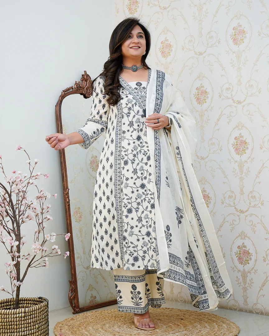Ruhi Cotton Embroidered A-line Divider set - Image 6